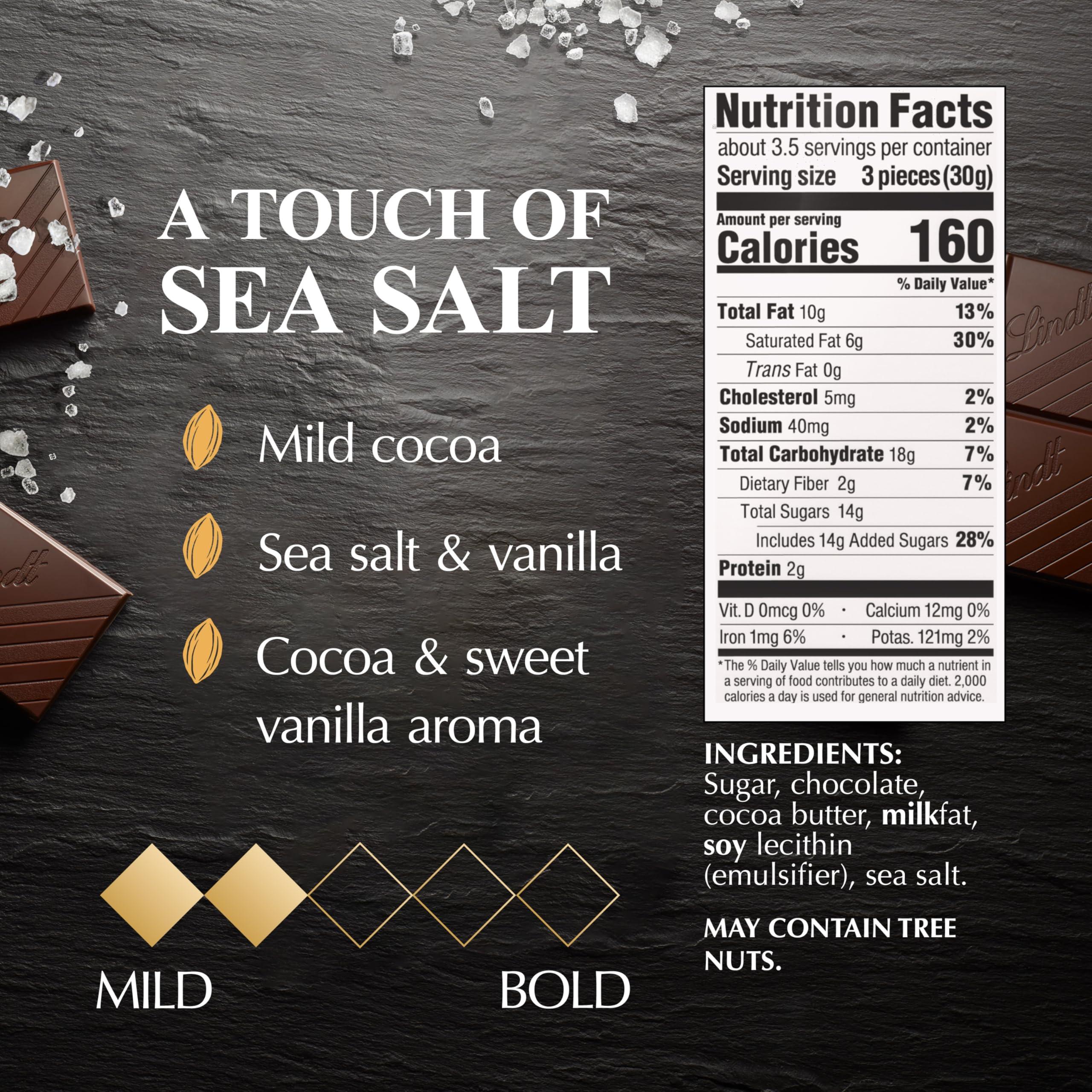 Lindt EXCELLENCE Sea Salt Dark Chocolate Bar, Dark Chocolate Candy with a Touch of Sea Salt, 3.5 oz. Bar (12 Pack) - Image 2