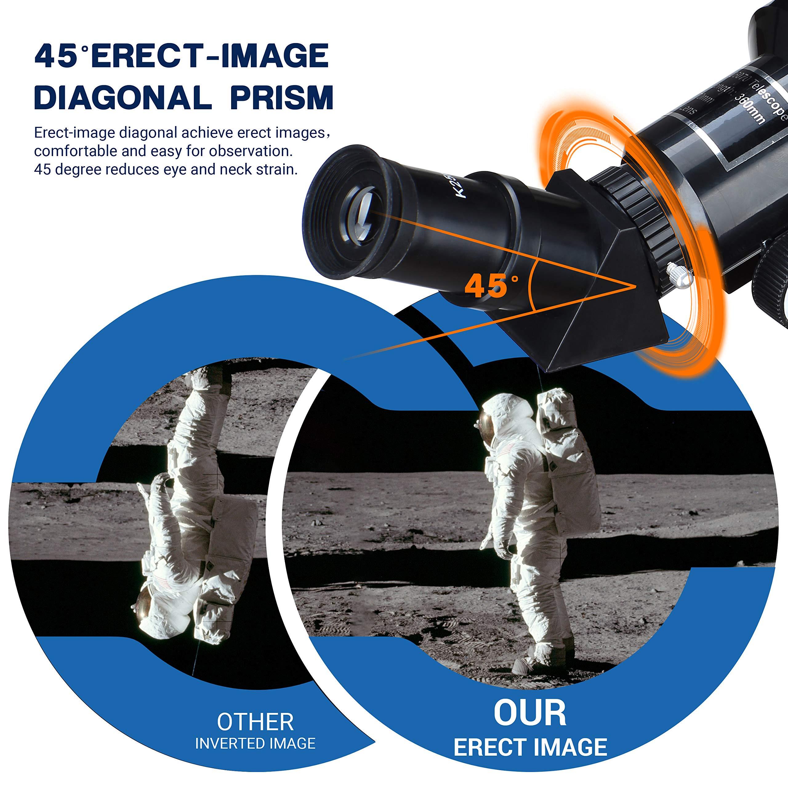 ESSLNB Telescope for Adults, 70mm Aperture Refractor Telescopes (15X-180X) for Astronomy Beginners, Portable Travel Telescope with Phone Adapter & Adjustable Tripod - Image 3