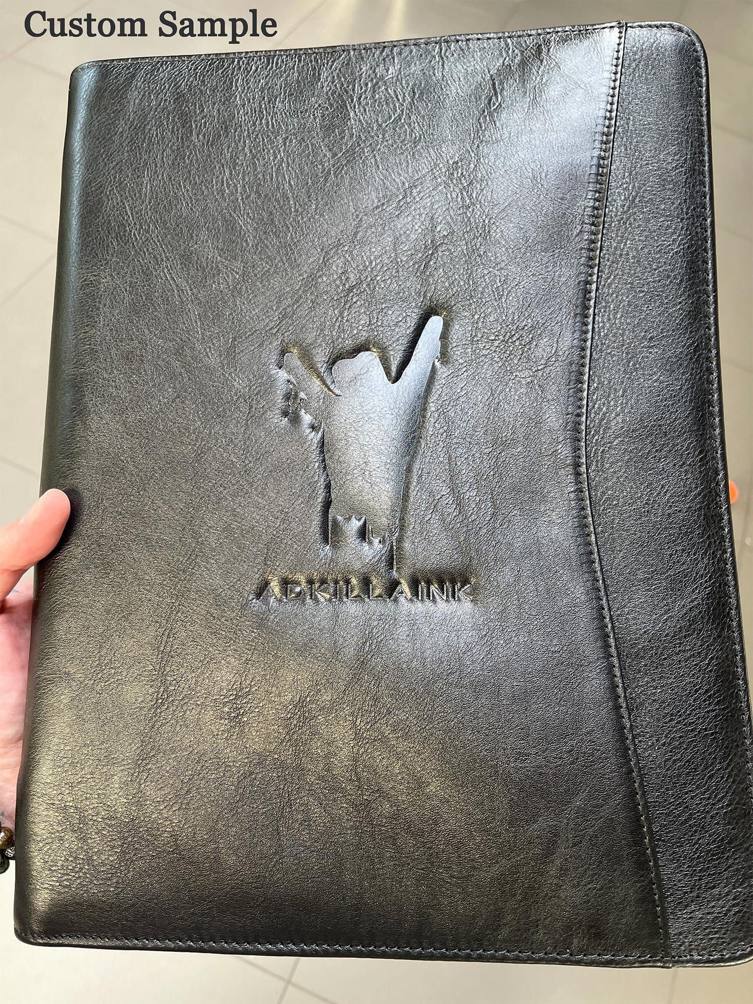 Personalized Vegan Leather Portfolio, Engraved Portfolio Binder Business Padfolio with Tablet Holder for A4 Letter Size Notepad & 13 Inch Laptop/Tablet - Image 5