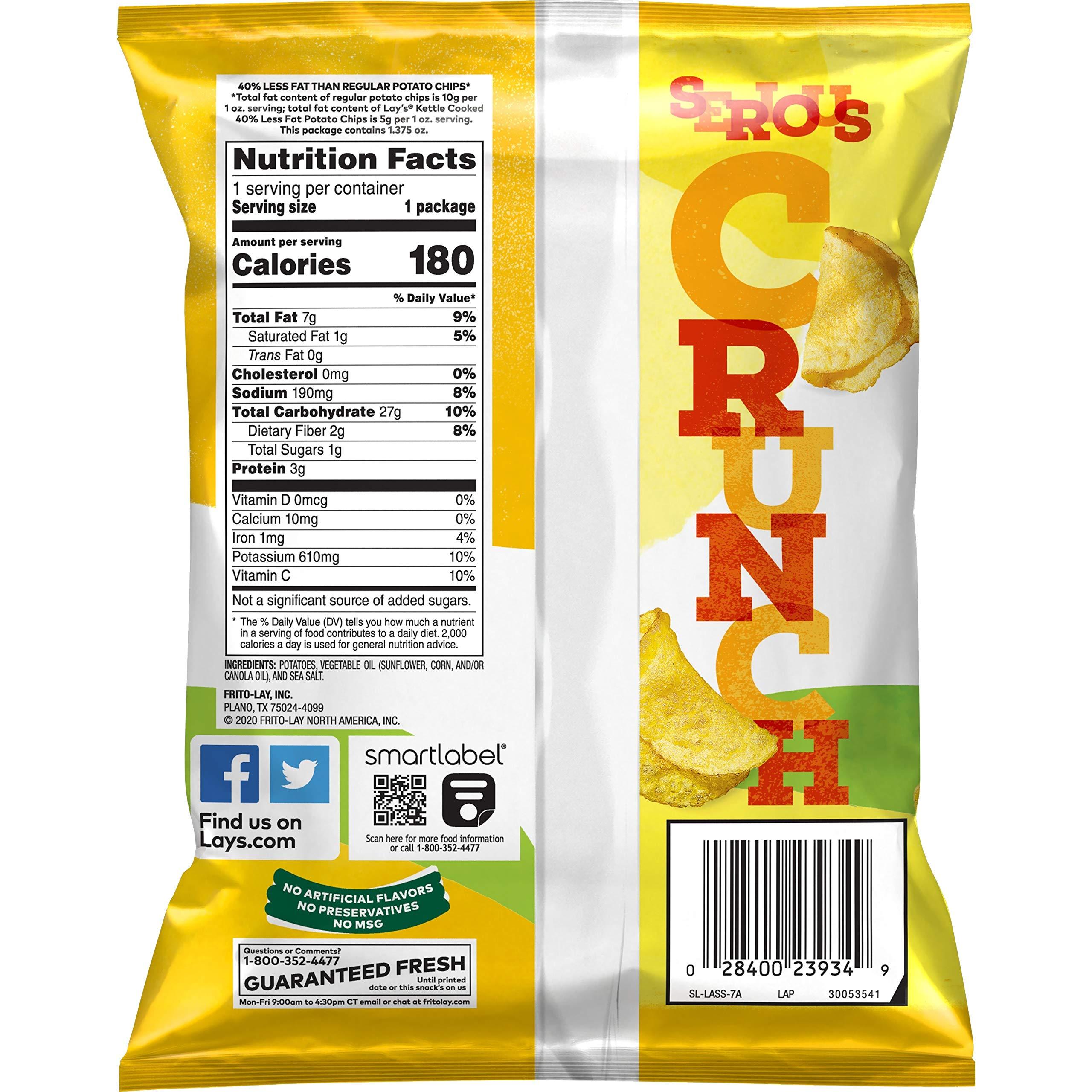 Lay's Kettle Cooked Potato Chips, 40% Less Fat Original, 1.375 Ounce (Pack of 64) - Image 2