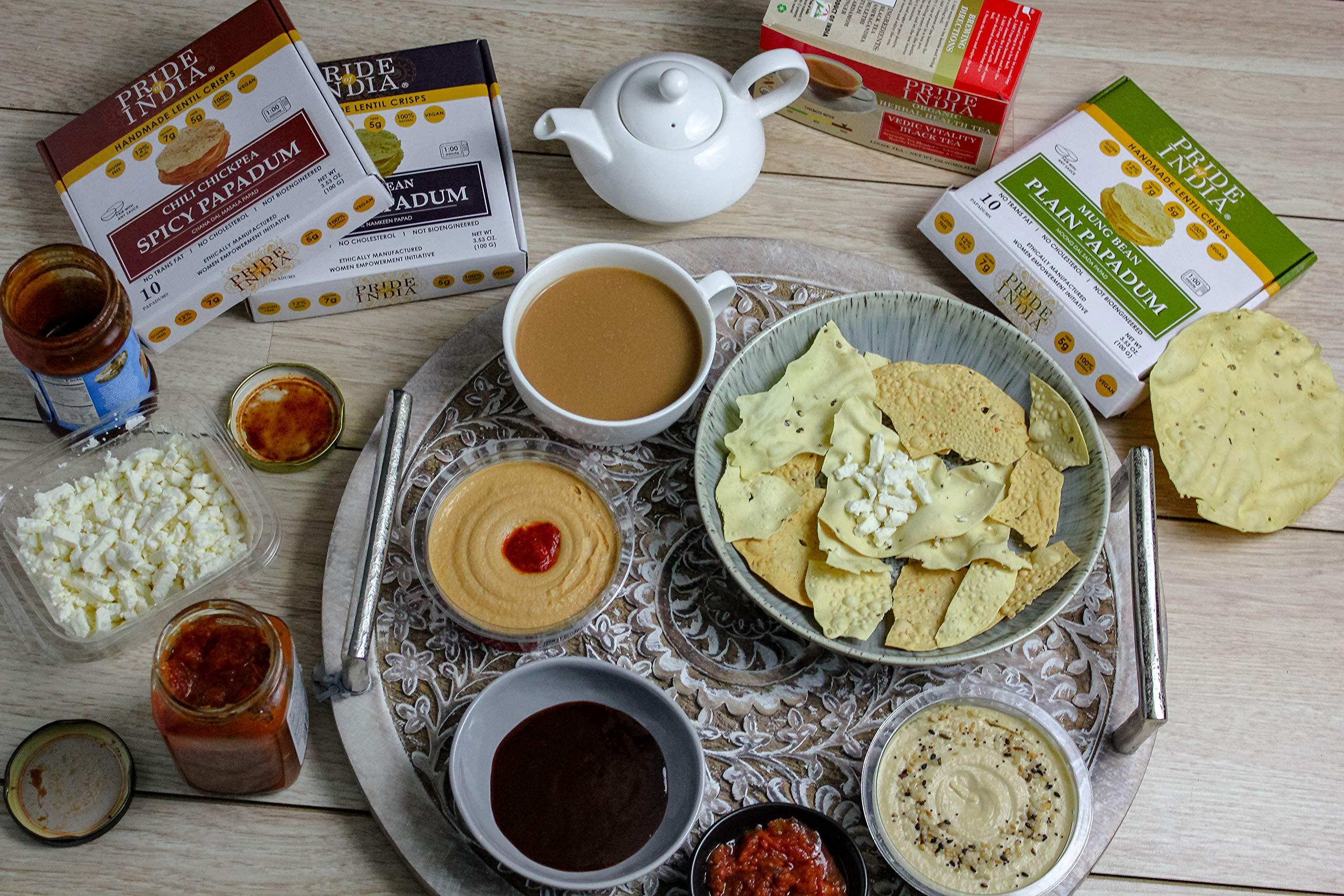 Pride Of India - Mung Bean Plain Papadum Lentil Crisp, 10 count (3.53oz - 100gm) - Plant Based Protein Snack, Gluten-Free Vegan Crackers, Healthy Bean Chips, Traditional Handmade Indian Low Carb Food - Image 8