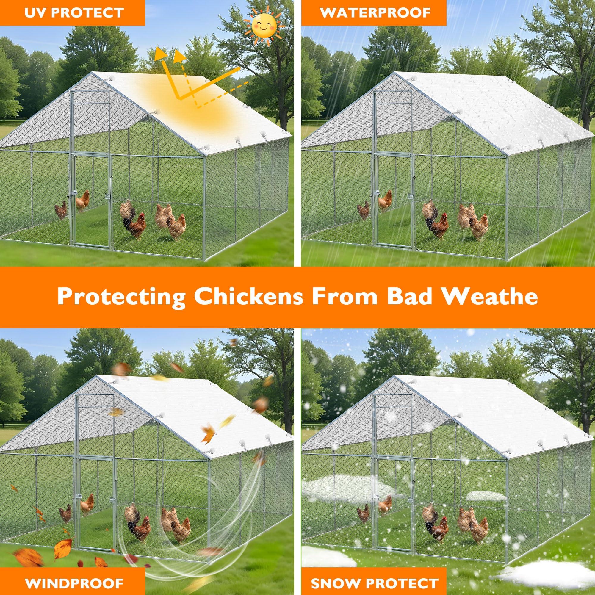 Chicken Coop Cover,11.48 * 6.23 FT Cover for Chicken Run Large Metal Chicken Coop Pen - Image 4