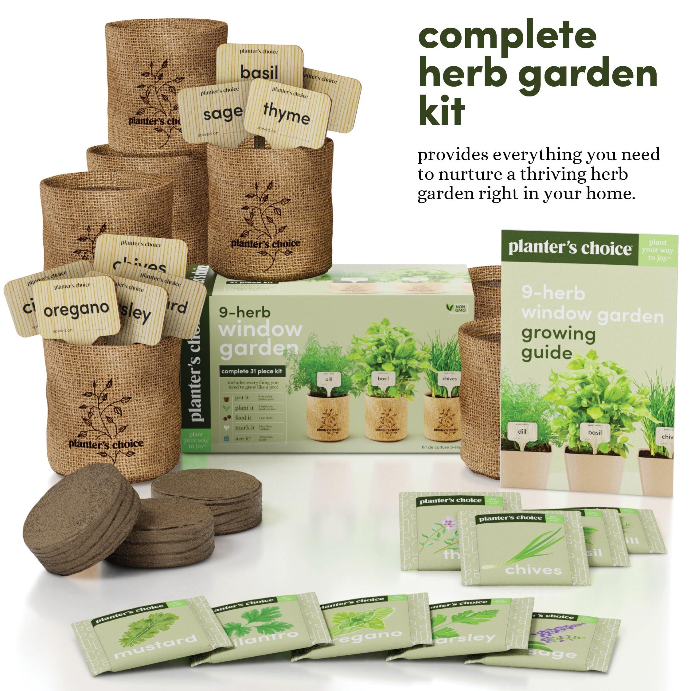 Planters' Choice 9 Herb Indoor Window Garden Kit - House Plants Seeds - Best Unique Gift Ideas for Women,Mom, Friend, Her, Birthday, Housewarming, Mother - New Home Kitchen Gifts - Live Plant Starter - Image 3