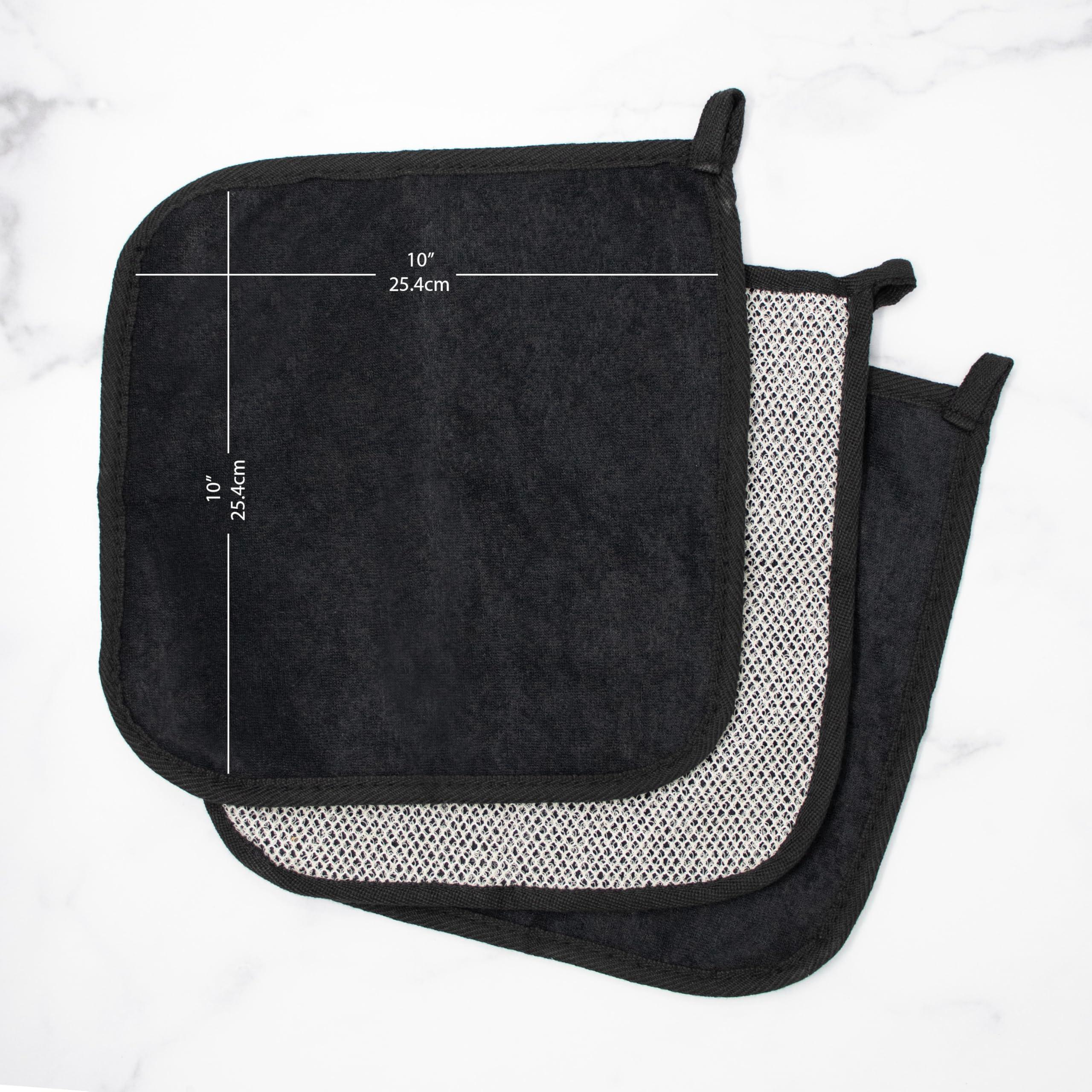 The Rustic Man Terry Wash Cloths for Face and Body, Dual-Sided Cleansing and Exfoliating Washcloths, Machine Wash, Black, 3 Count - Image 3