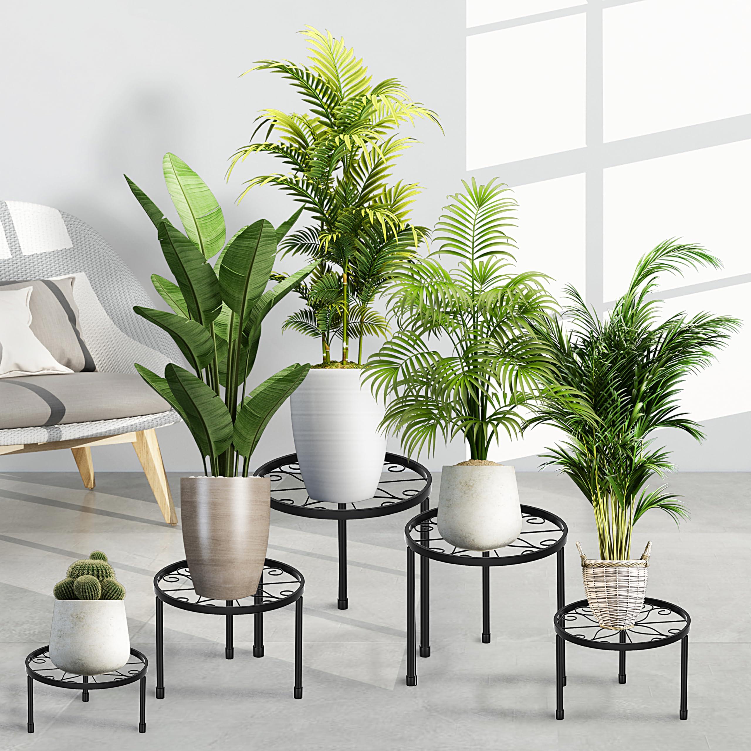 CADANI 5-Pack Metal Plant Stands for Outdoor Indoor, Anti-Rust Iron Flower Pot Stand, Heavy Duty Plant Pot Shelf for Multiple Plant, Decoration Racks for Home, Patio & Garden - Image 5
