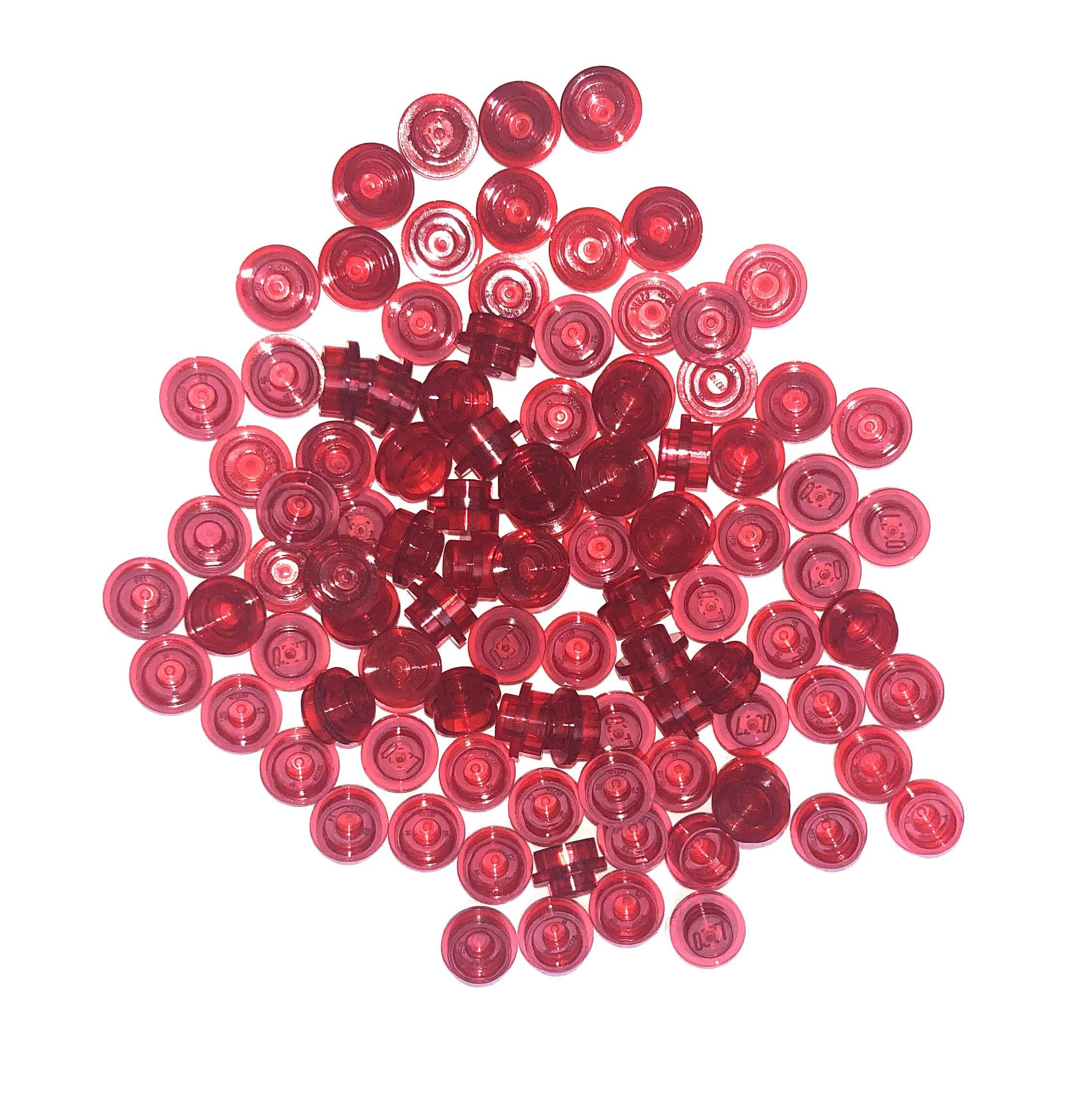LEGO Parts: 1 x 1 1x1 Transparent Red Plates, Bulk - x50 Loose - Image 1