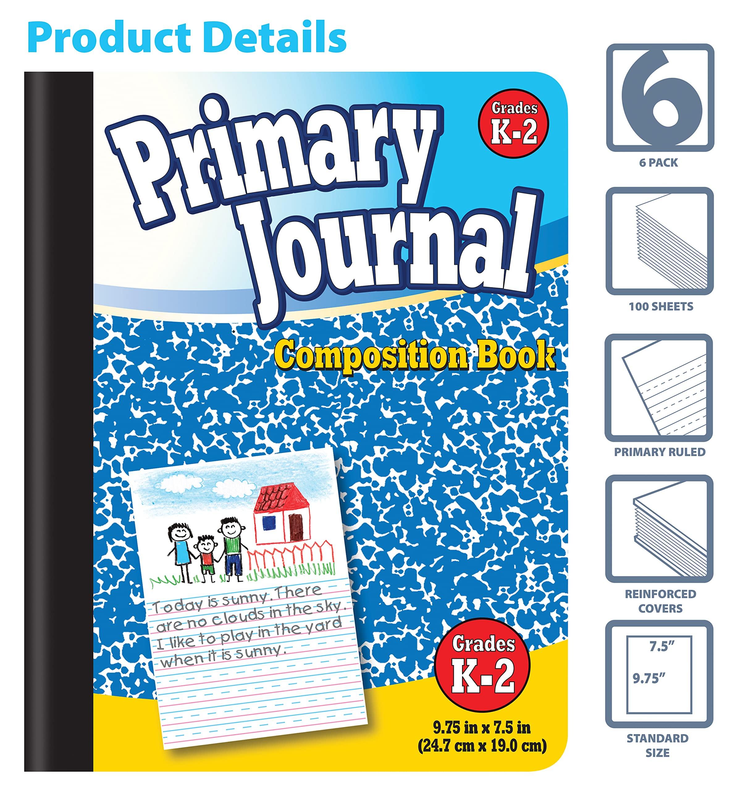 Better Office Products Primary Journal, Hardcover, Primary Composition Book Notebook - Grades K-2, 100 Sheet, One Subject, 9.75" x 7.5", Blue Cover-6 Pack - Image 3