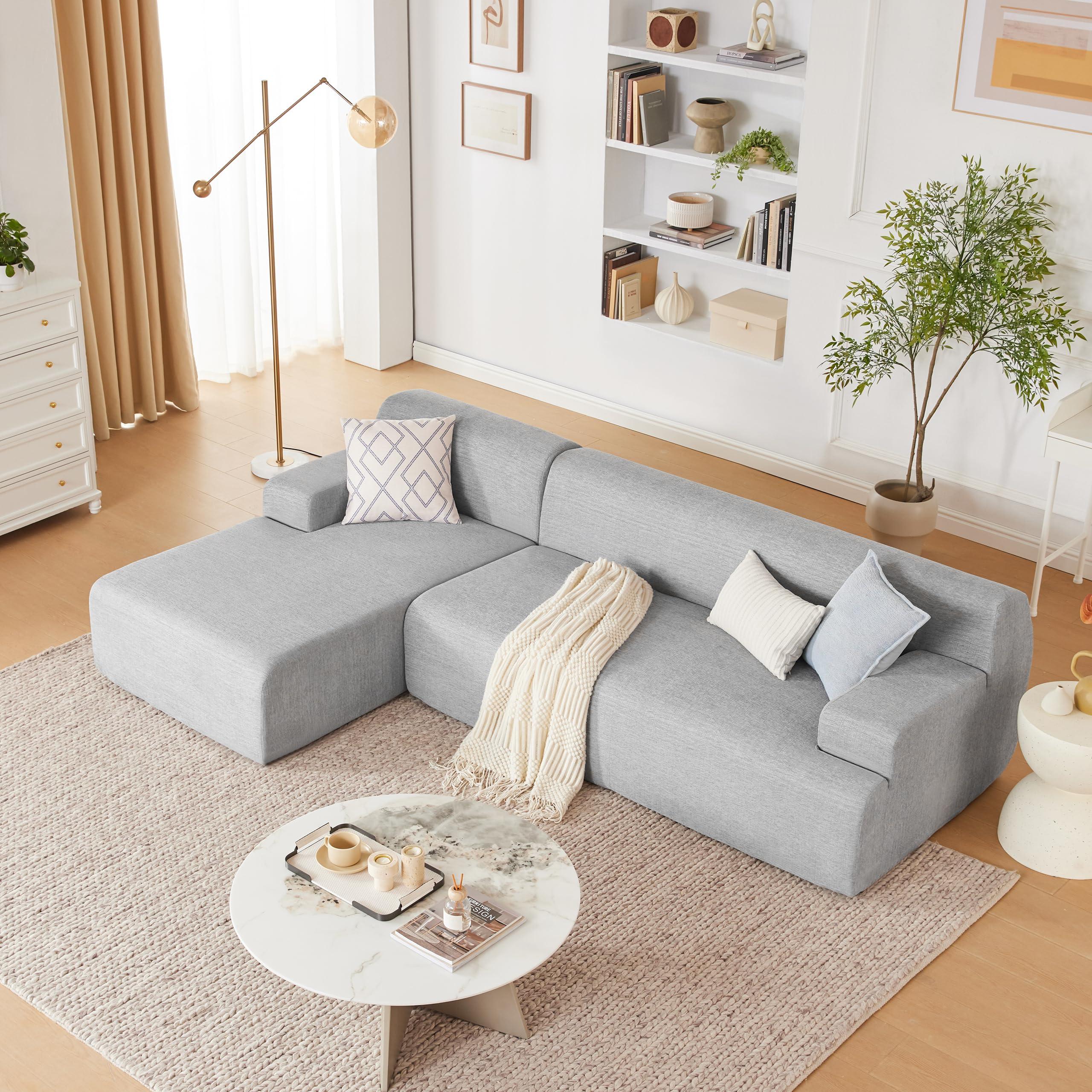 Huatean Home 107” Modular Sectional Sofa, Modern Sofa for Living Room, High Density Sponges Cloud Couch Sectional, L-Shape Couches for Living Room, LightGrey - Image 7