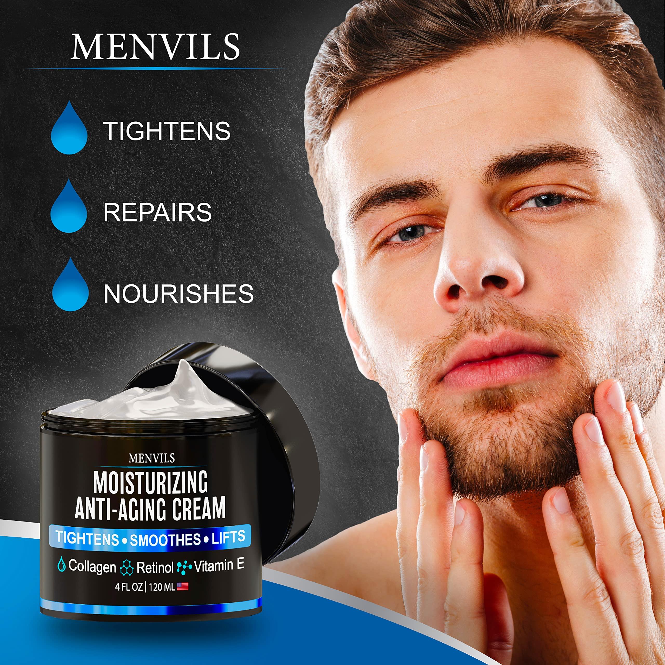 Mens Face Moisturizer Cream - Anti Aging & Wrinkle for Men with Collagen, Retinol, Vitamins E, Jojoba Oil - Face Lotion - Age Facial Skin Care - Eye Wrinkle - Day & Night - 4 oz - Image 2