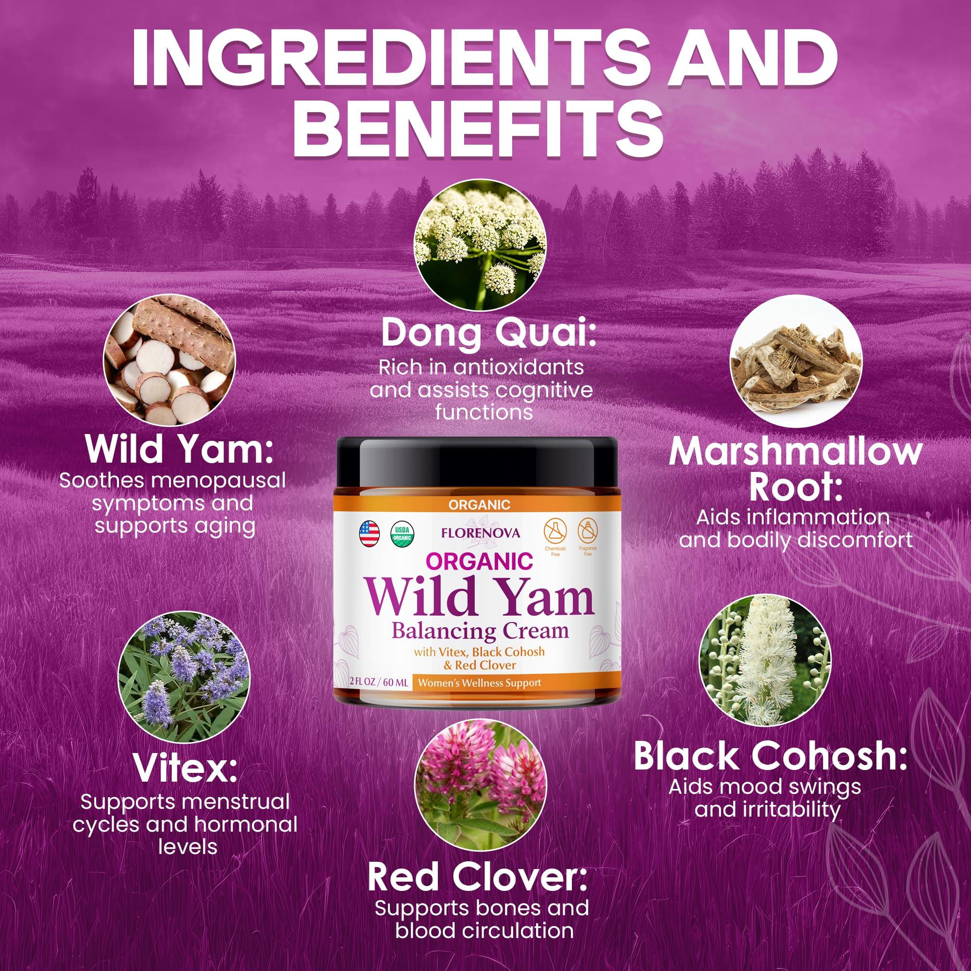 Organic Wild Yam Cream for Women - 2Fl Oz Balancing Balm Enriched with Vitex Red Clover, Black Cohosh, Vitamins, and Minerals - Soothing Support for Midlife Wellness and Skin Nourishment - Image 4