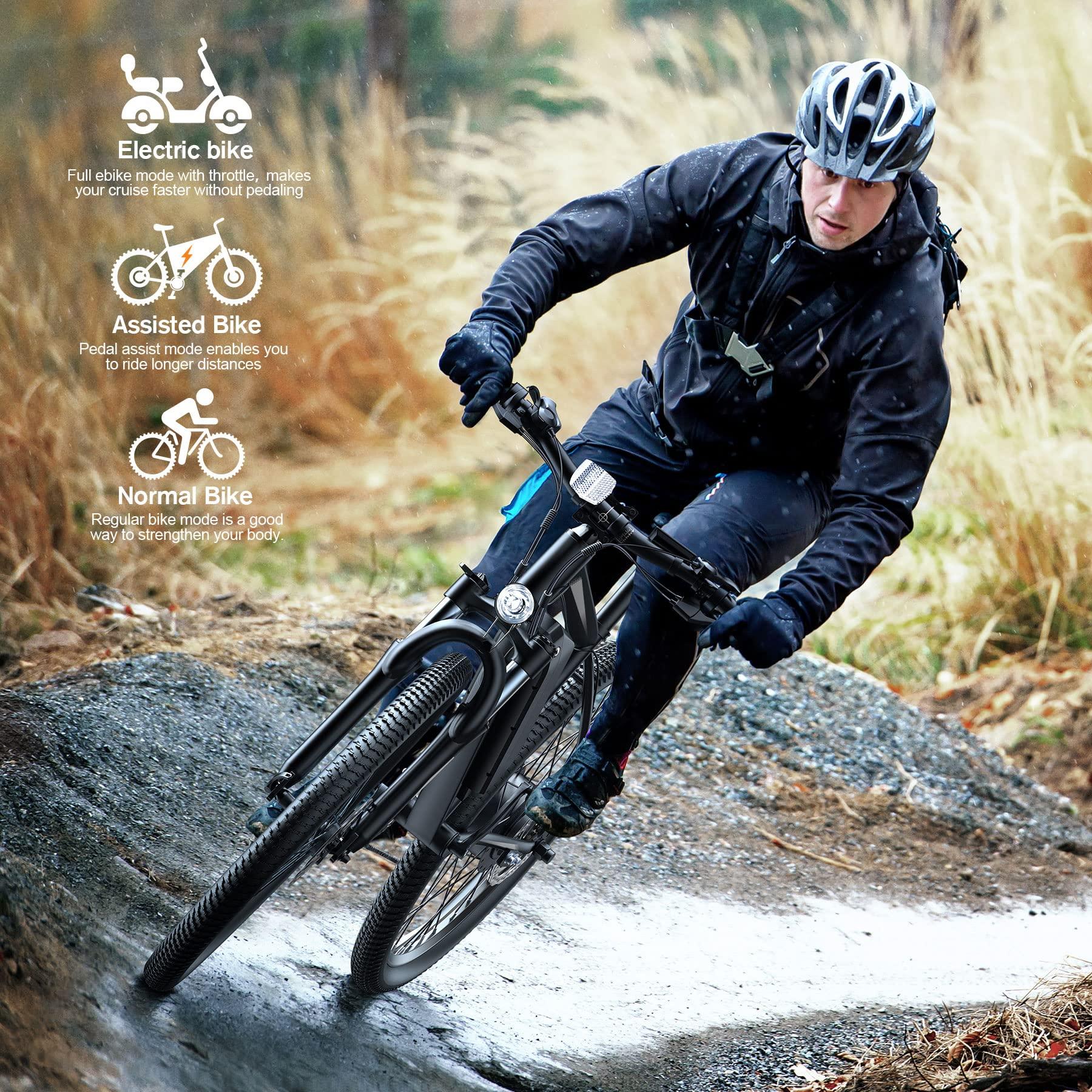 TotGuard Electric Bike, Electric Bike for Adults, 26" Ebike 500W Peak Motor, 19.8MPH Electric Mountain Bike with 374.4WH Removable Battery, Up to 50 Miles, Front Suspension Fork, 21 Speeds, UL 2849 - Image 5