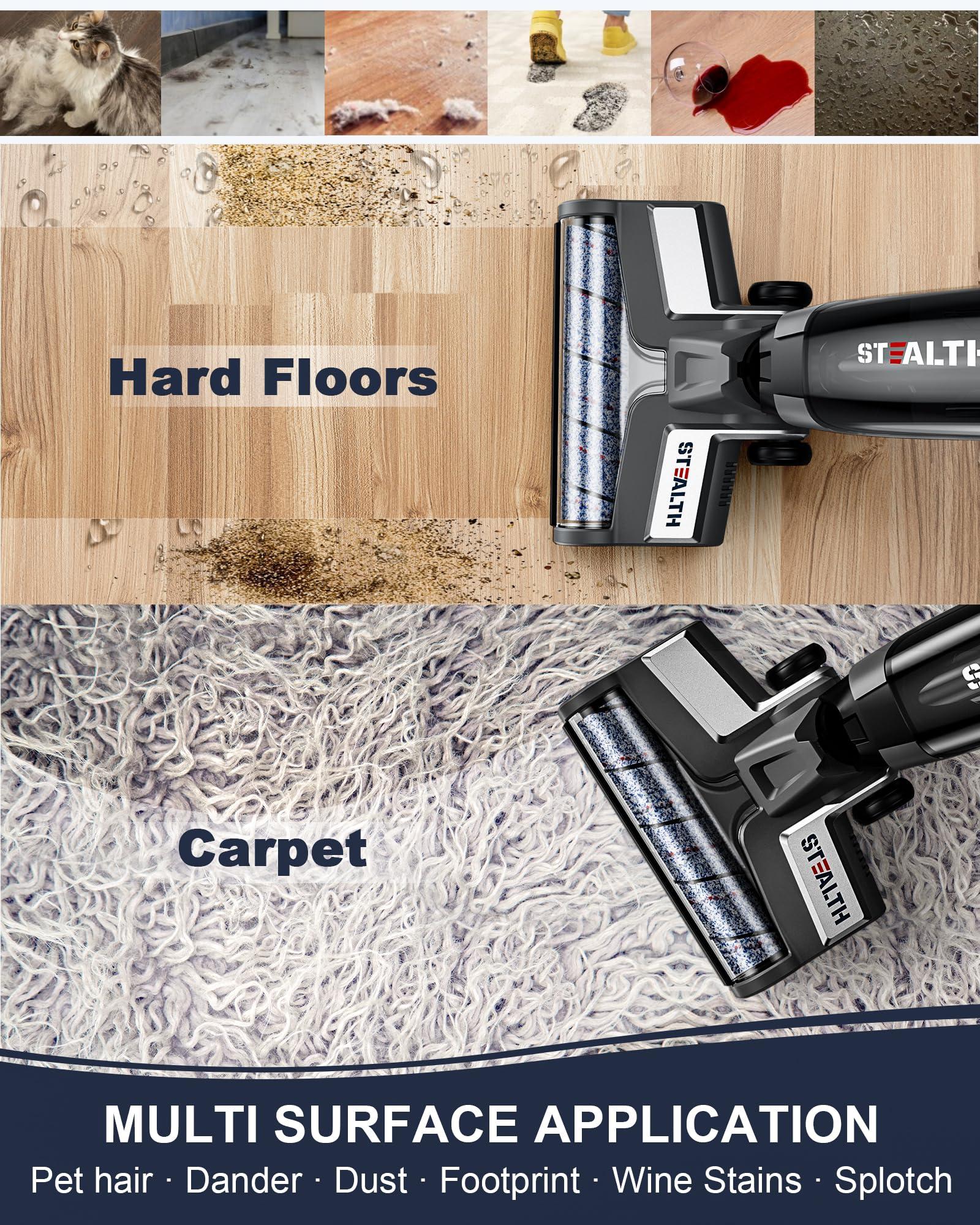 Stealth ECVP01 Cordless Wet Dry Vacuum Cleaner, Smart Vacuum Mop with Self-Cleaning Detachable Battery for Hard Floor Area Rugs Carpet, LCD Display, 30min Runtime, Voice Prompt - Image 5