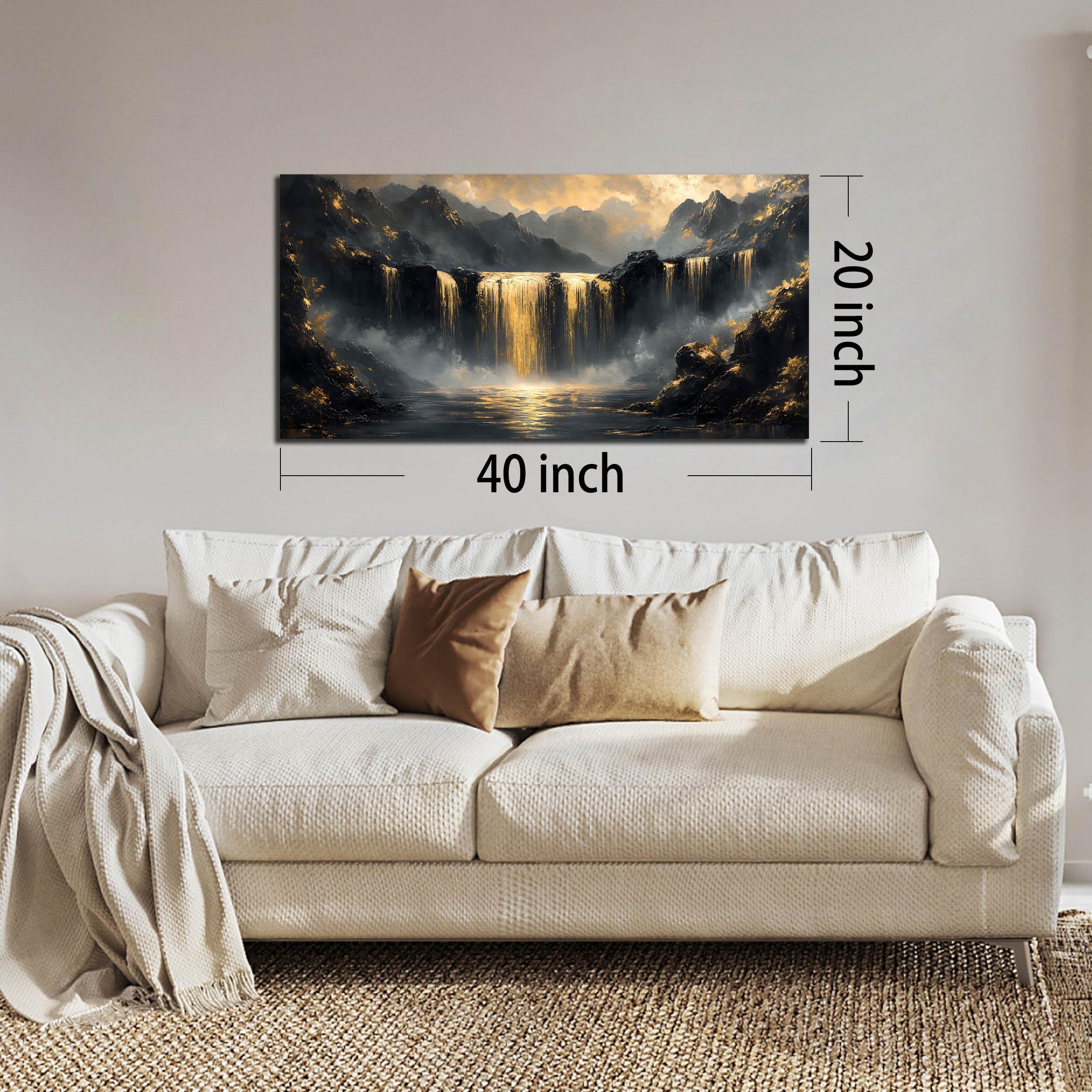 HUBOSKN Waterfall Canvas Wall Art for Living Room - Mountain Art Wall Decor for Office - Modern Wall Art for Bedroom Size 20" x 40" - Image 7
