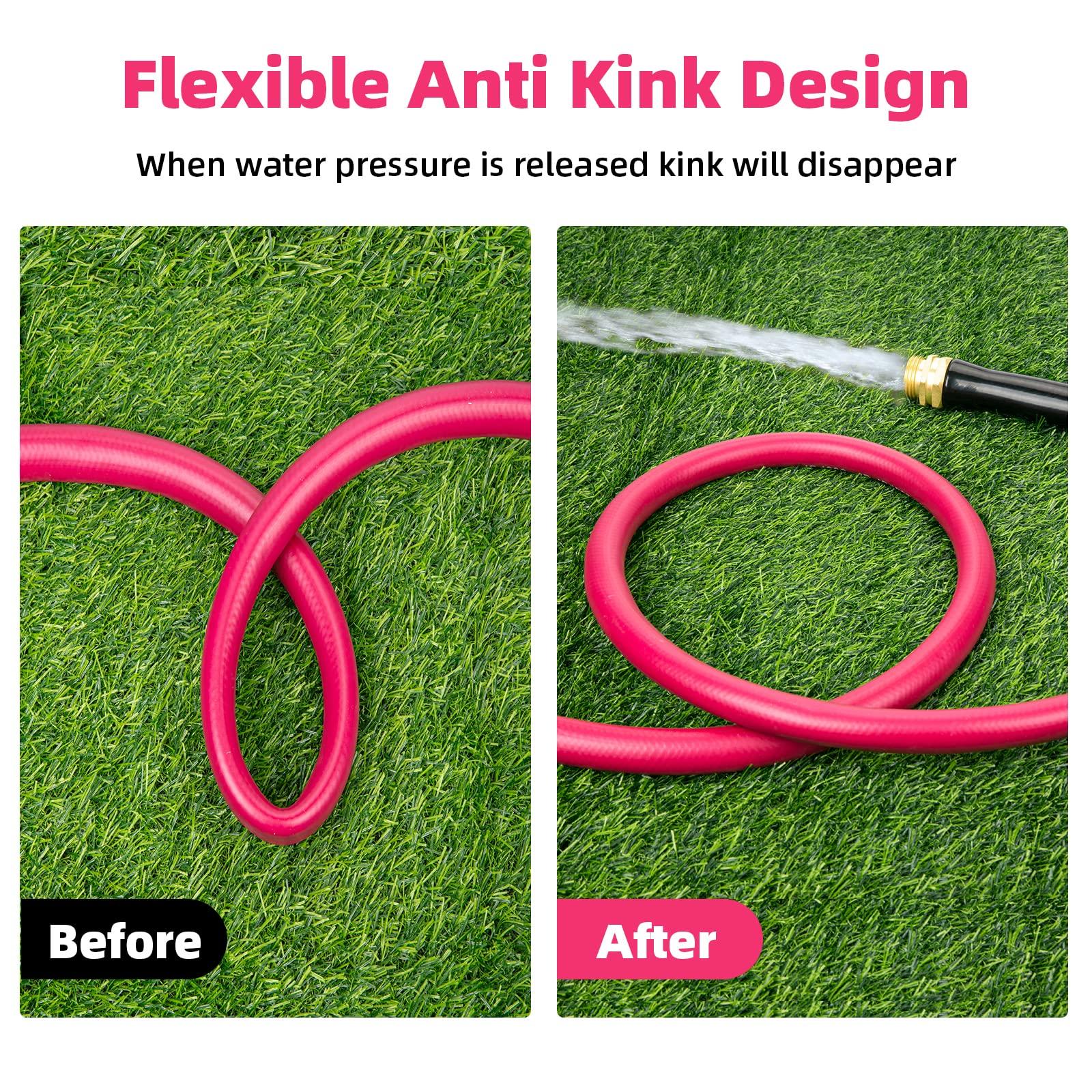 WELLUCK Garden Hose 5/8 in x 10 ft, Heavy Duty Durable Anti Kink Flexible Garden Water Hose for Drinking Water Safe BPA Free, All-weather Lightweight Water Hose for Garden RV Camper Marine - Image 3