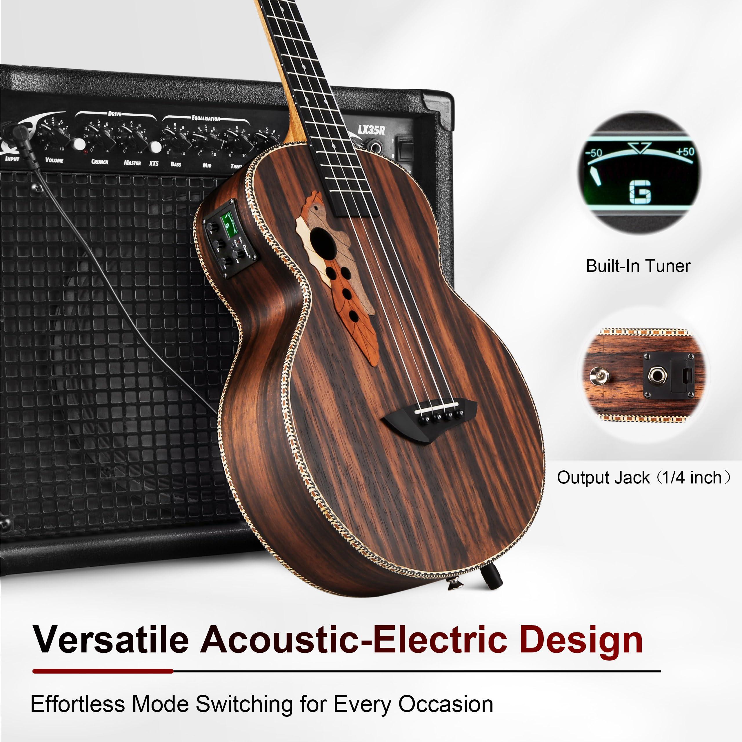 26 inch Caramel CT904 Ebony Tenor LCD color display Electric Professional Player Beginners Ukulele Uke Kit Bundle Padded Gig bag Strings,Strap - Image 6