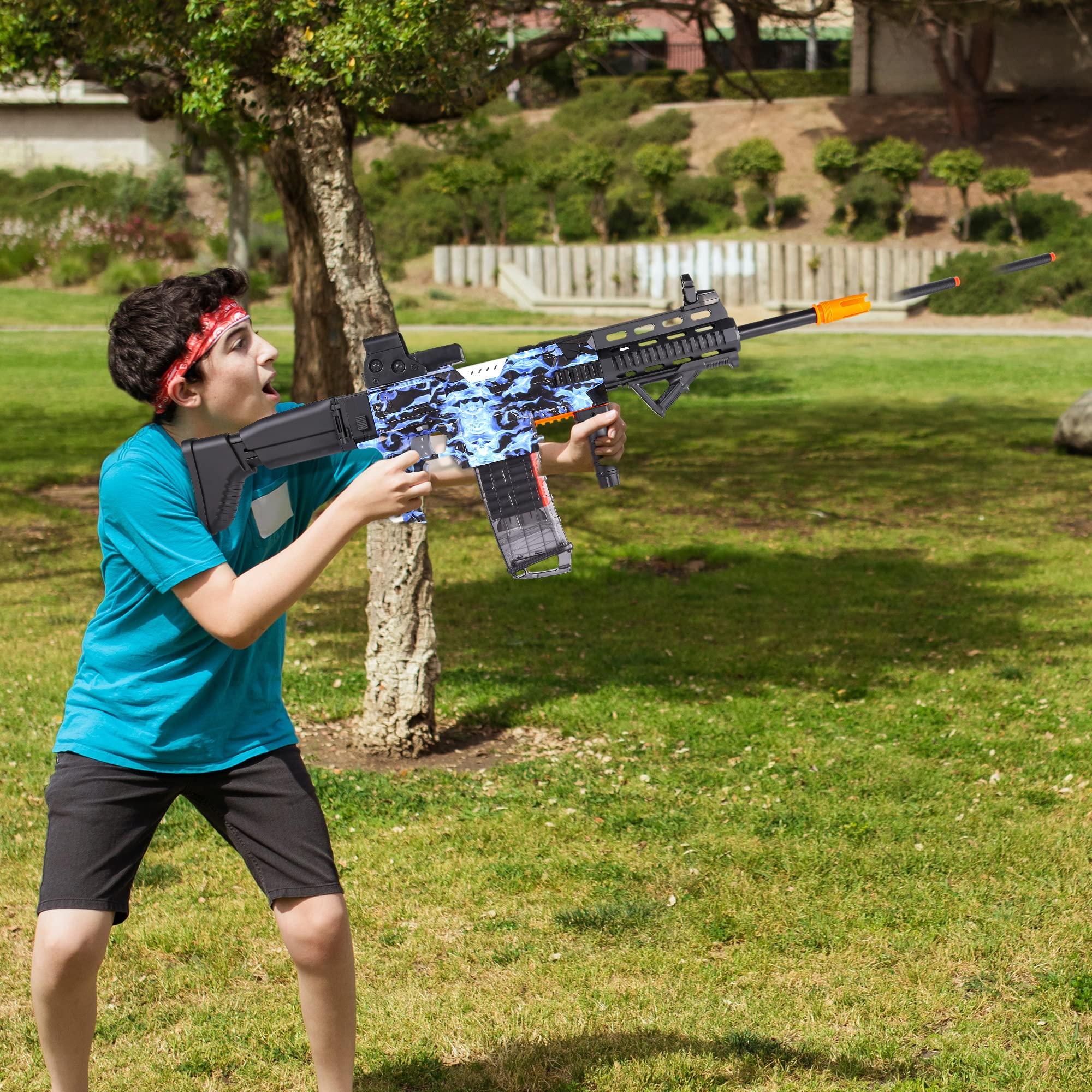 COOLFOX Electric Automatic Toy Gun for Toy Guns Sniper Soft Bullets [Shoot Faster] Burst Soft Bullets Toy Gun for Boys,Toy Foam Blasters & Guns with 100 Toy Sniper Darts for Kids(Blue) - Image 2