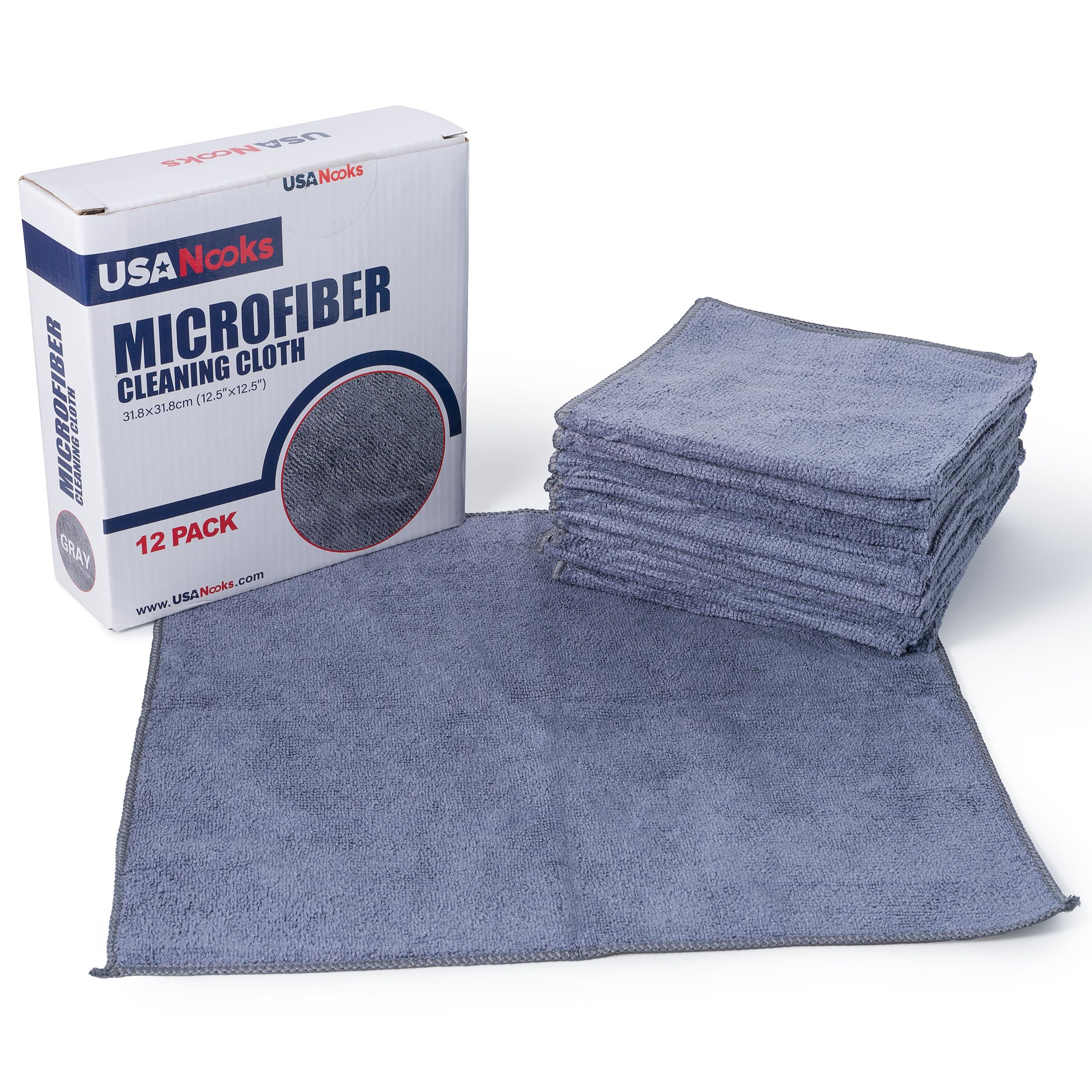 USANOOKS Microfiber Cleaning Cloth Grey - 12 Pcs (12.5"x12.5") - High Performance - 1200 Washes, Ultra Absorbent Microfiber Towel Weave Grime & Liquid for Streak-Free Mirror Shine - Car Washing Cloth - Image 3