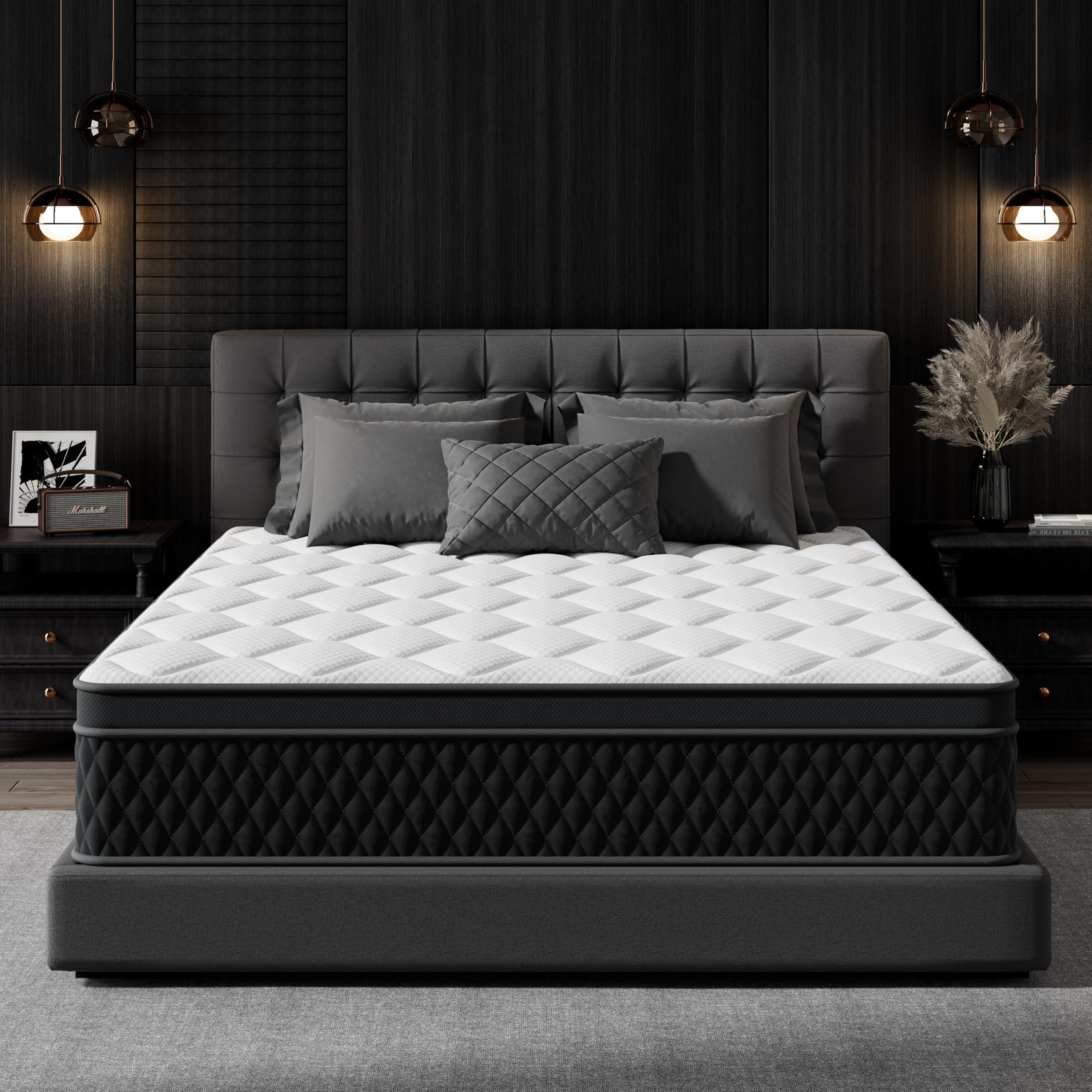 King Mattress, 10 Inch Hybrid Memory Foam Mattress in a Box, Individually Wrapped Pocket Coils Mattress for Isolate Motion ,Pressure Relief, CertiPUR-US Certified, Fiberglass Free & Support Comfort