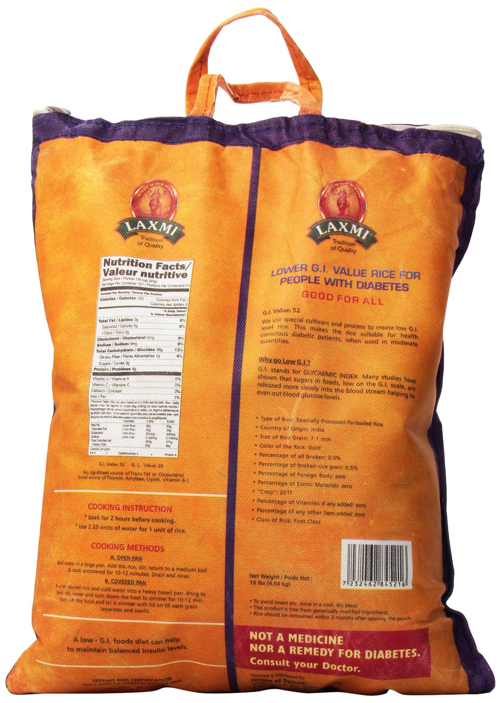 Laxmi Diabetic Friendly Basmati Rice w/Lower G.I. Index Value - 10lb - Image 4