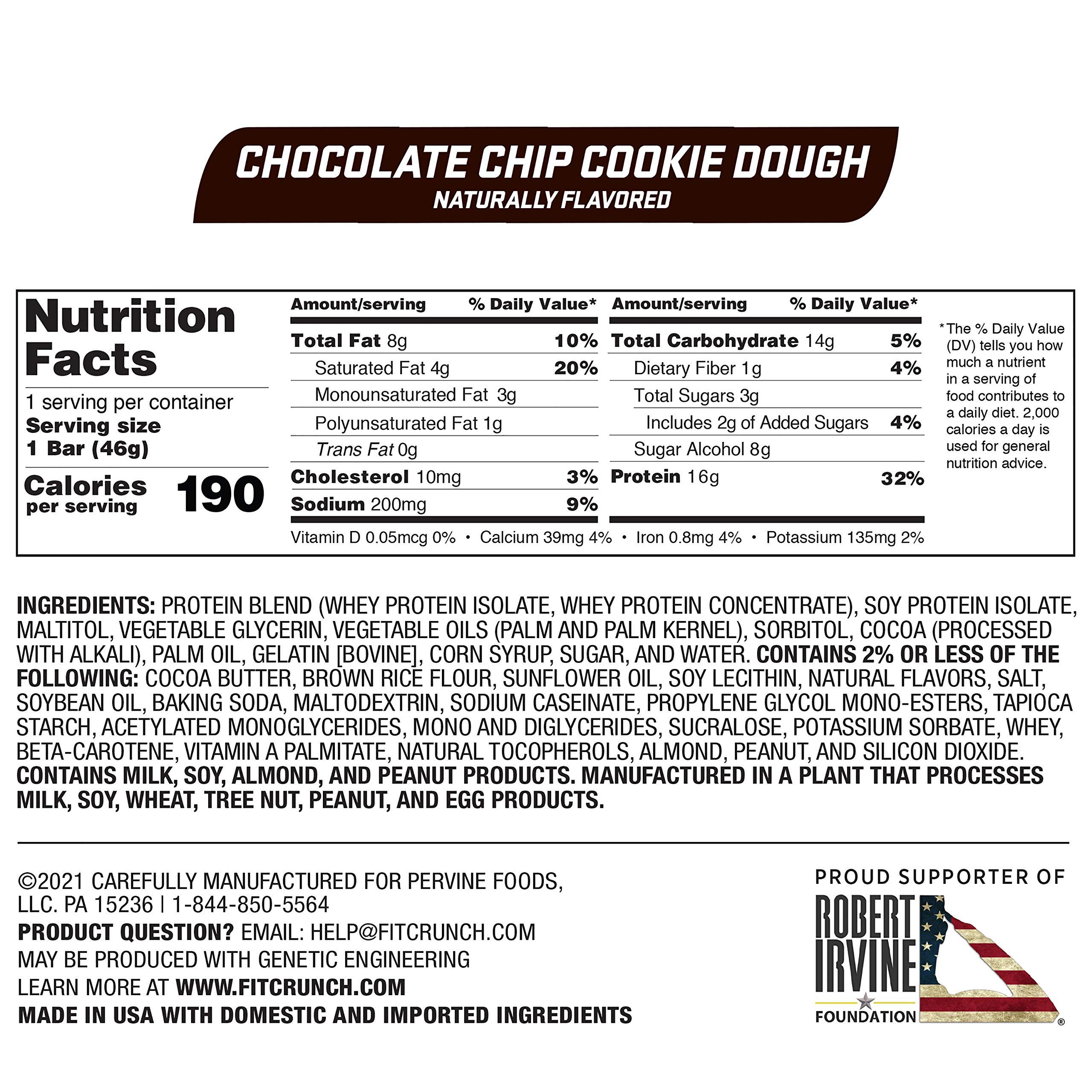 FITCRUNCH Snack Size Protein Bars, World’s Only 6-Layer Baked Bar, Just 3g of Sugar & Soft Cake Core (6 Bars, Chocolate Chip Cookie Dough) - Image 2