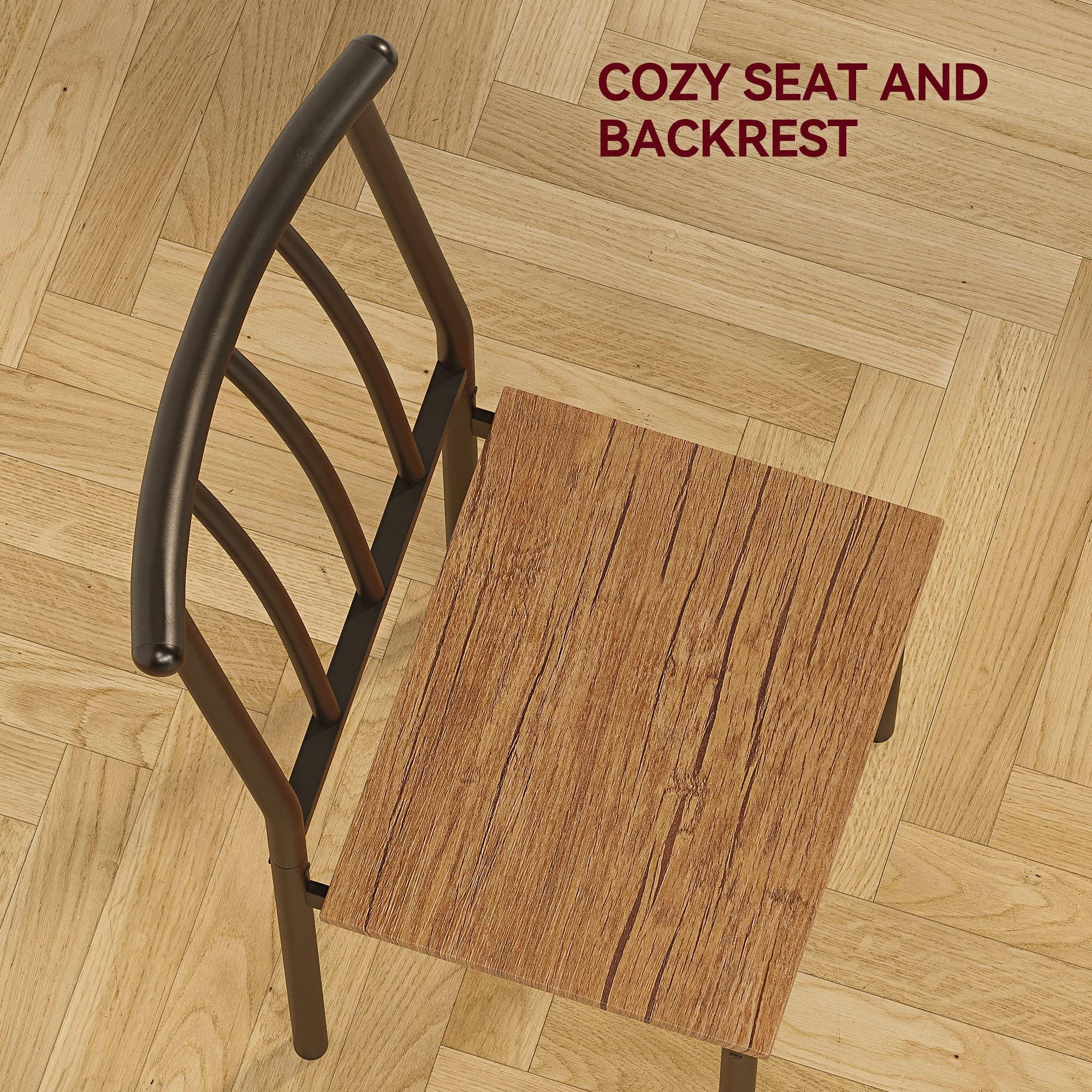 CABIHOME Dining Table Set for 4, Rectangle Kitchen Table Set with Wine Rack, Sturdy Chairs, Rustic Brown - Image 5