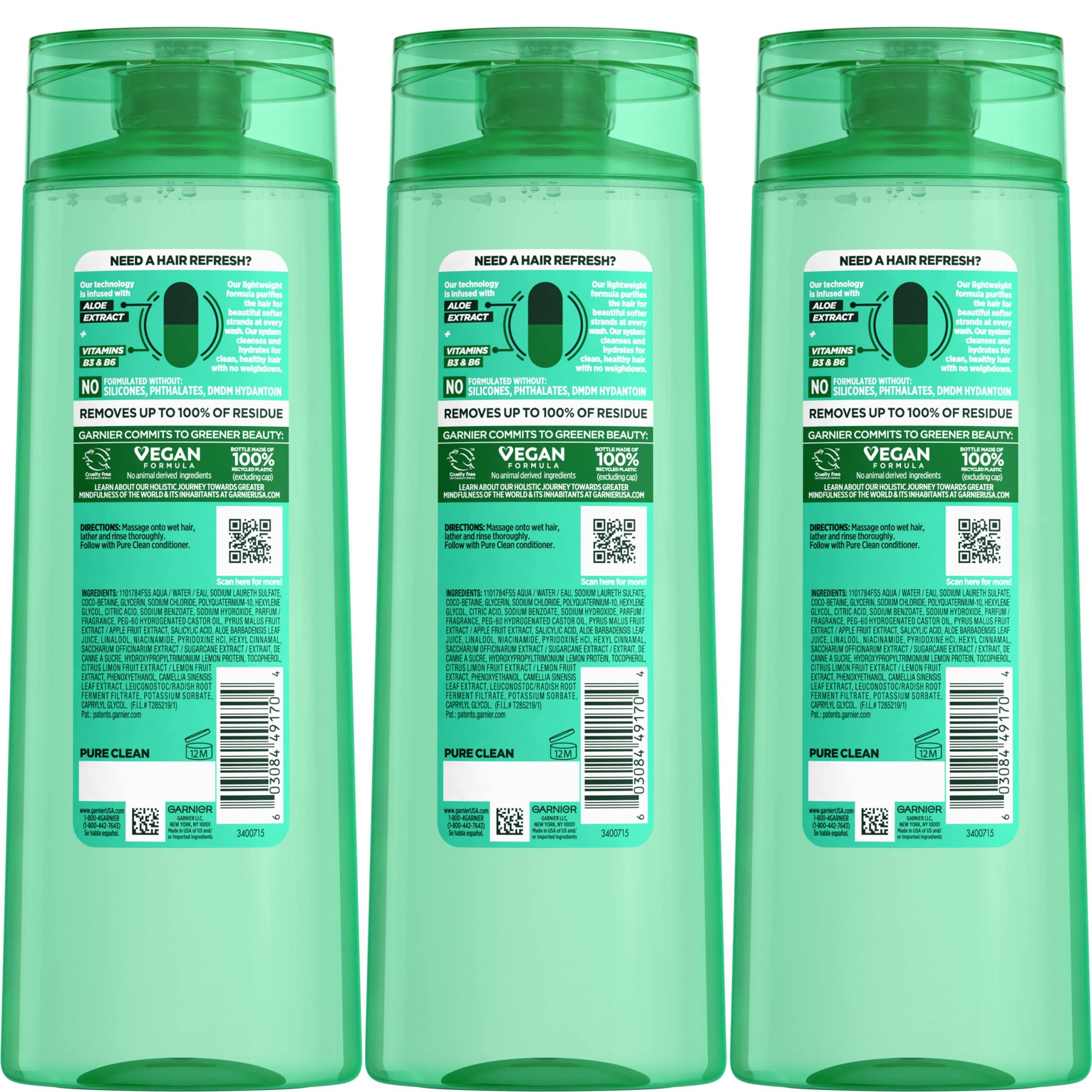 Garnier Fructis Pure Clean Purifying Shampoo, Silicone-Free, 12.5 Fl Oz, 3 Count (Packaging May Vary) - Image 2