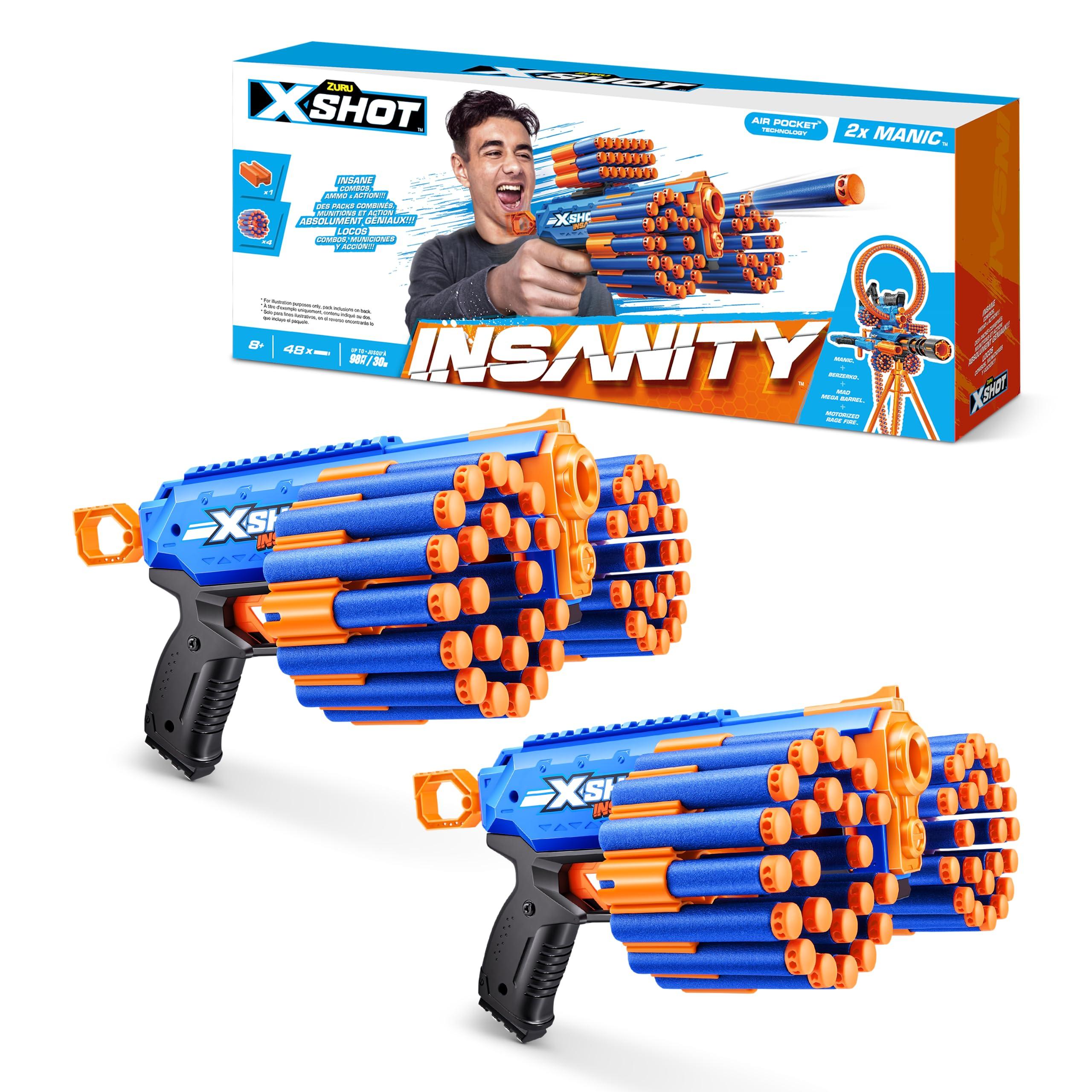 XSHOT Insanity Manic Blaster Dual Pack by ZURU with 48 Darts, Air Pocket Technology Darts and Dart Storage, Outdoor Toy for Boys and Girls, Teens and Adults - Image 3