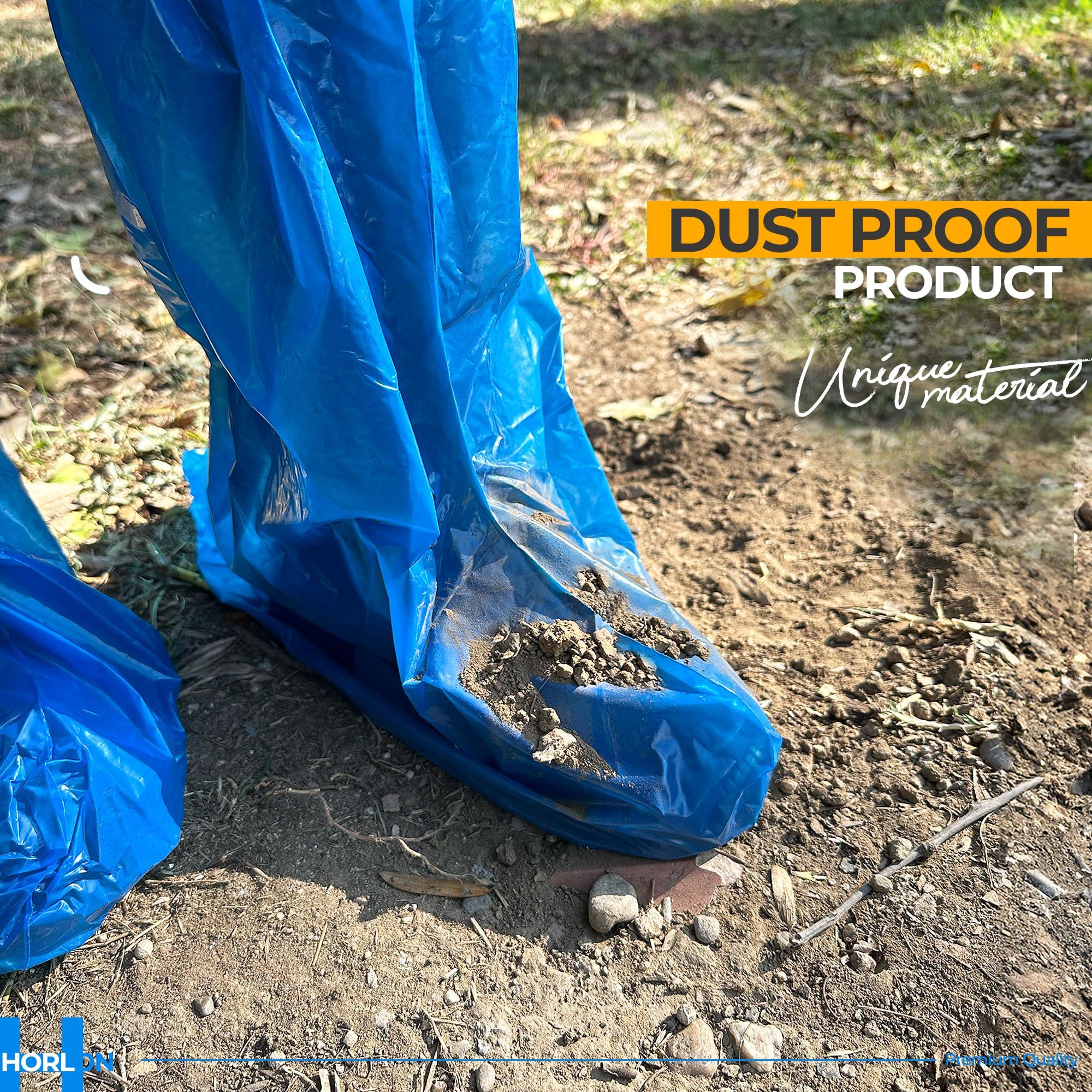 Large Thicker Boot And Shoe Covers Disposable Non-Slip 50 Pack (25 Pairs) Waterproof Durable Reusable Rain, Outdoor Indoors Overshoes, Fit Up To Men's 14, Blue, 20 Tall, Horlon - Image 4