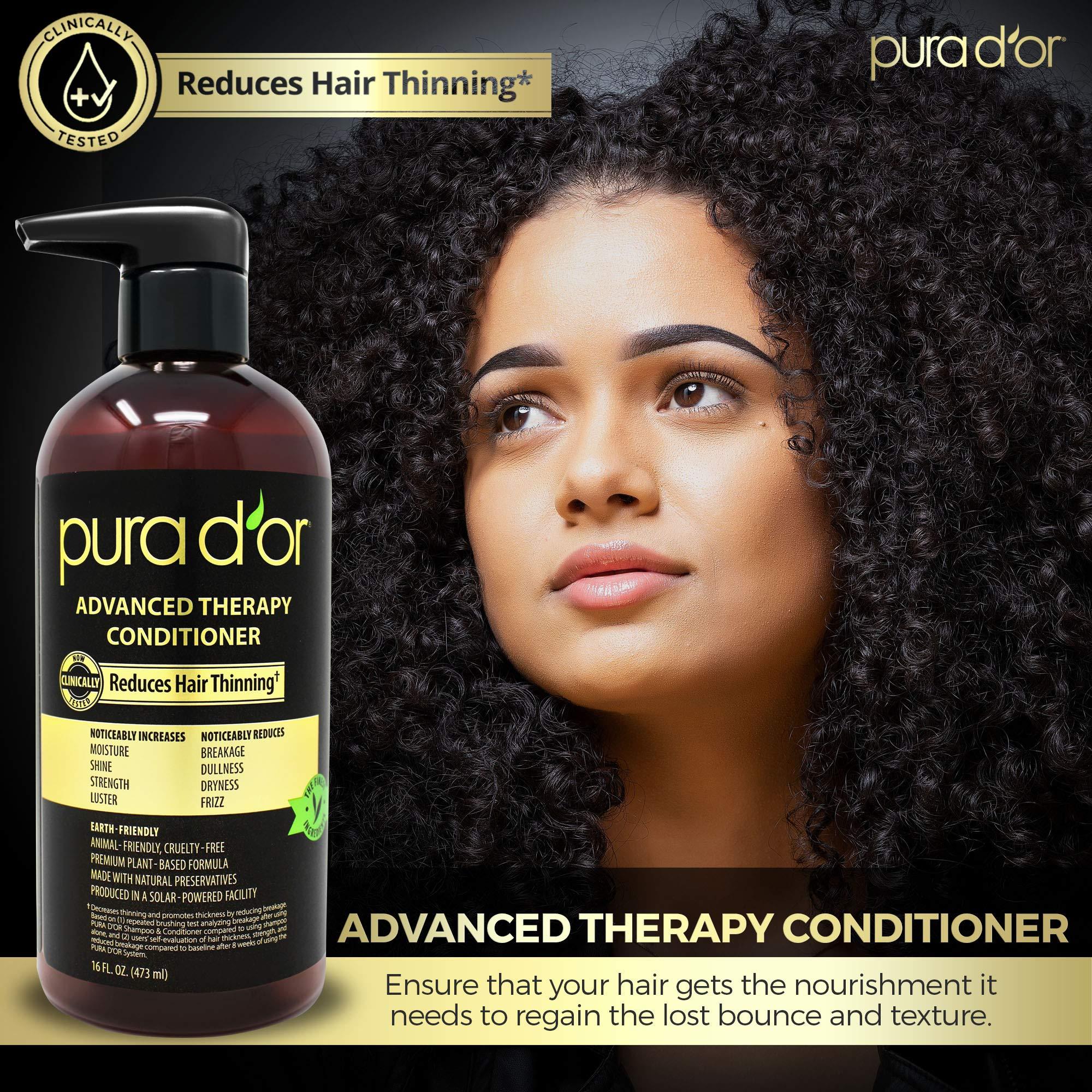 PURA D'OR Advanced Therapy Conditioner (16oz) For Increased Moisture, Strength, Volume & Texture, No Sulfates, Contains Argan Oil & Biotin, All Hair Types, Men & Women (Packaging May Vary) - Image 5