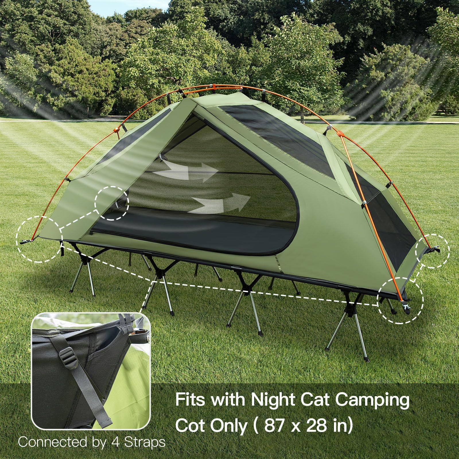 Night Cat Camping Cot Tent - Waterproof 1-Person Off-Ground Combo Cot Bed for Adults Portable Easy Set-up Tent - Image 4