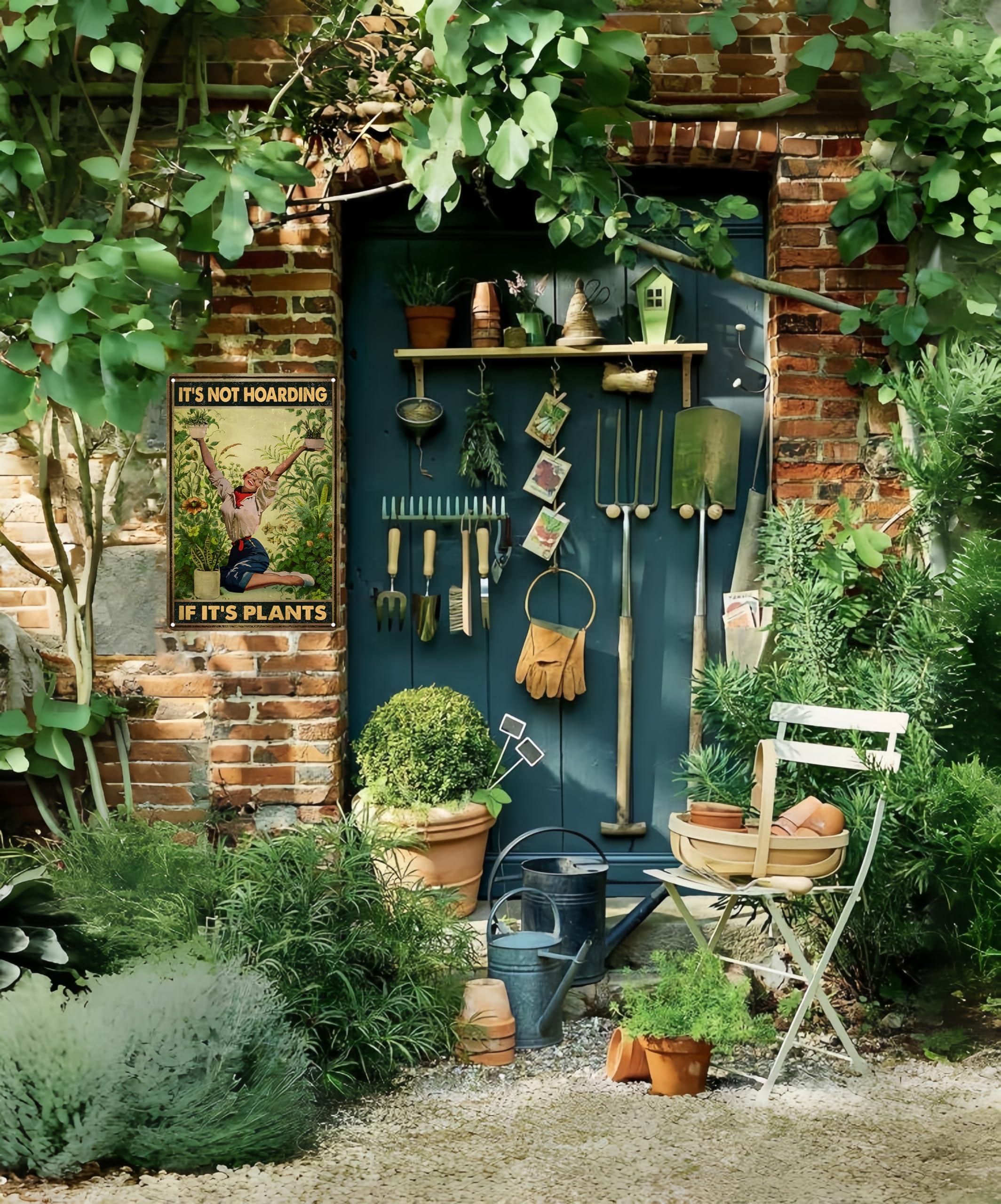 Bestylez Gardening Gifts It‘s Not Hoarding If It's Plants Vintage Garden Signs for Home Garden Greenhouse Living Room Bedroom Yard Backyard Outdoor Decor 8X12 Inch (3066) - Image 6