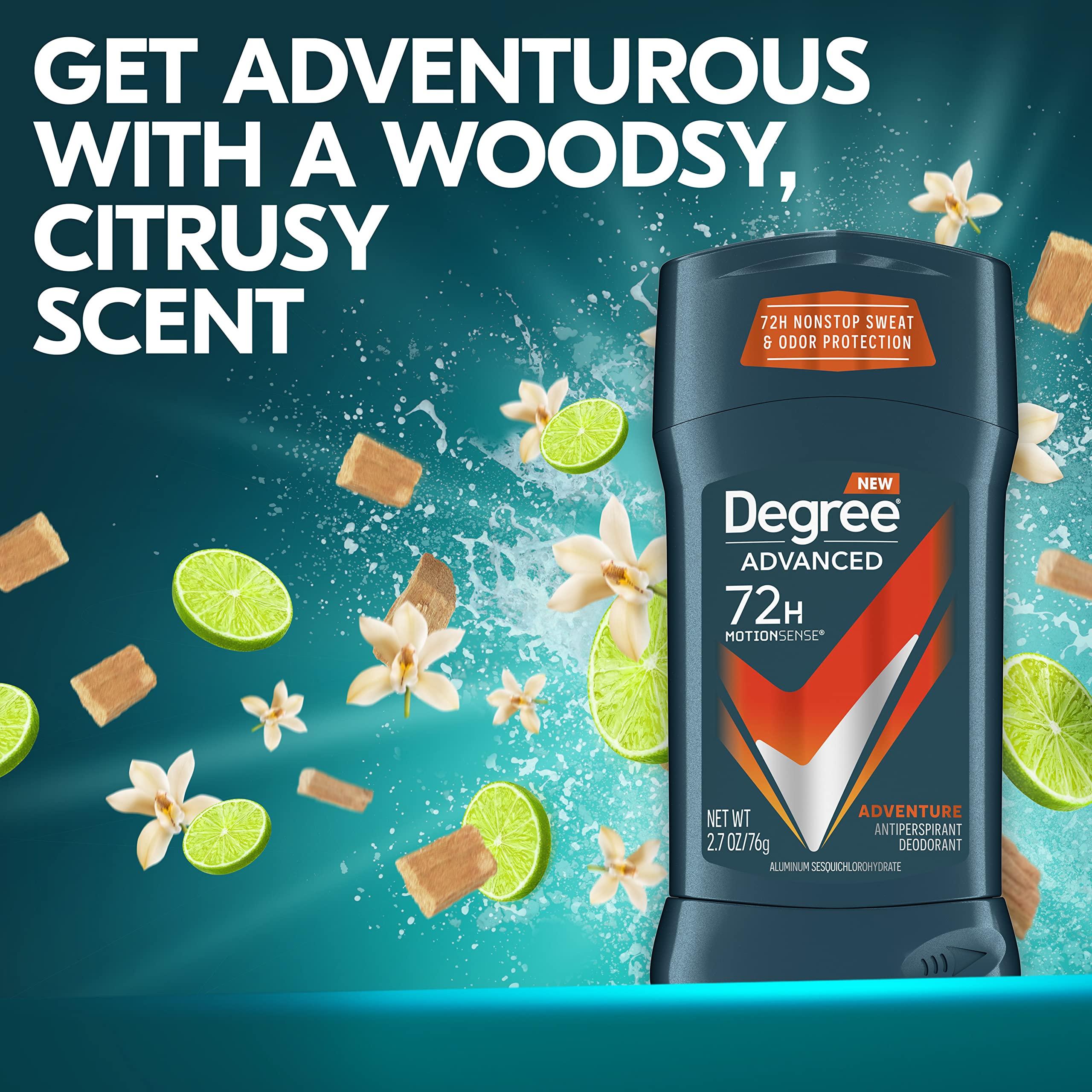 Degree Men Antiperspirant Deodorant Adventure Freshness and Odor Protection Deodorant for Men 2.7 Oz, (Pack of 4) Woodsy, Stick - Image 6