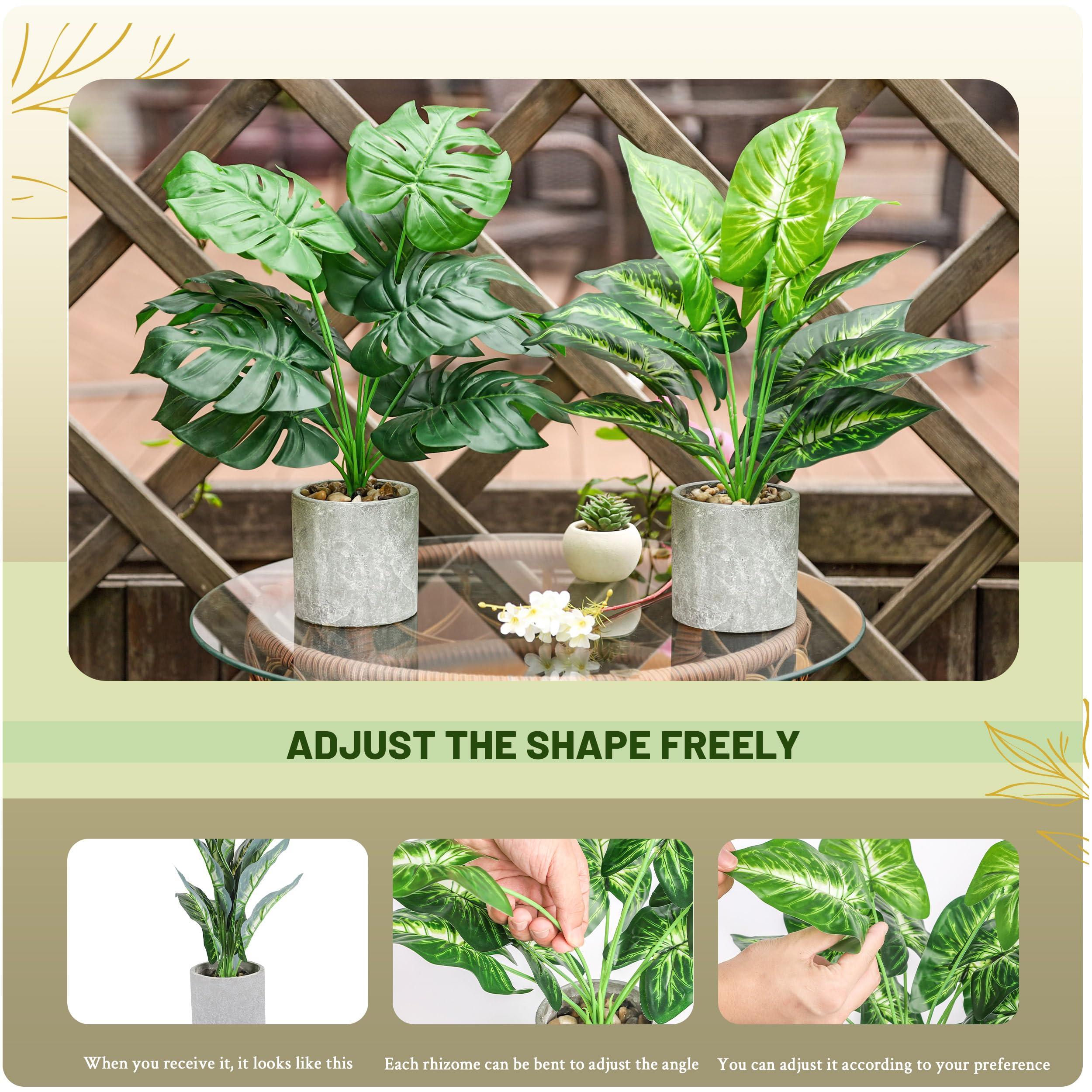 WUKOKU 2pcs Fake Plants 16" Faux Plants Artificial Tropical Plants Indoor for Home Office Desk Kitchen Bathroom Table Shelf Decor - Image 4