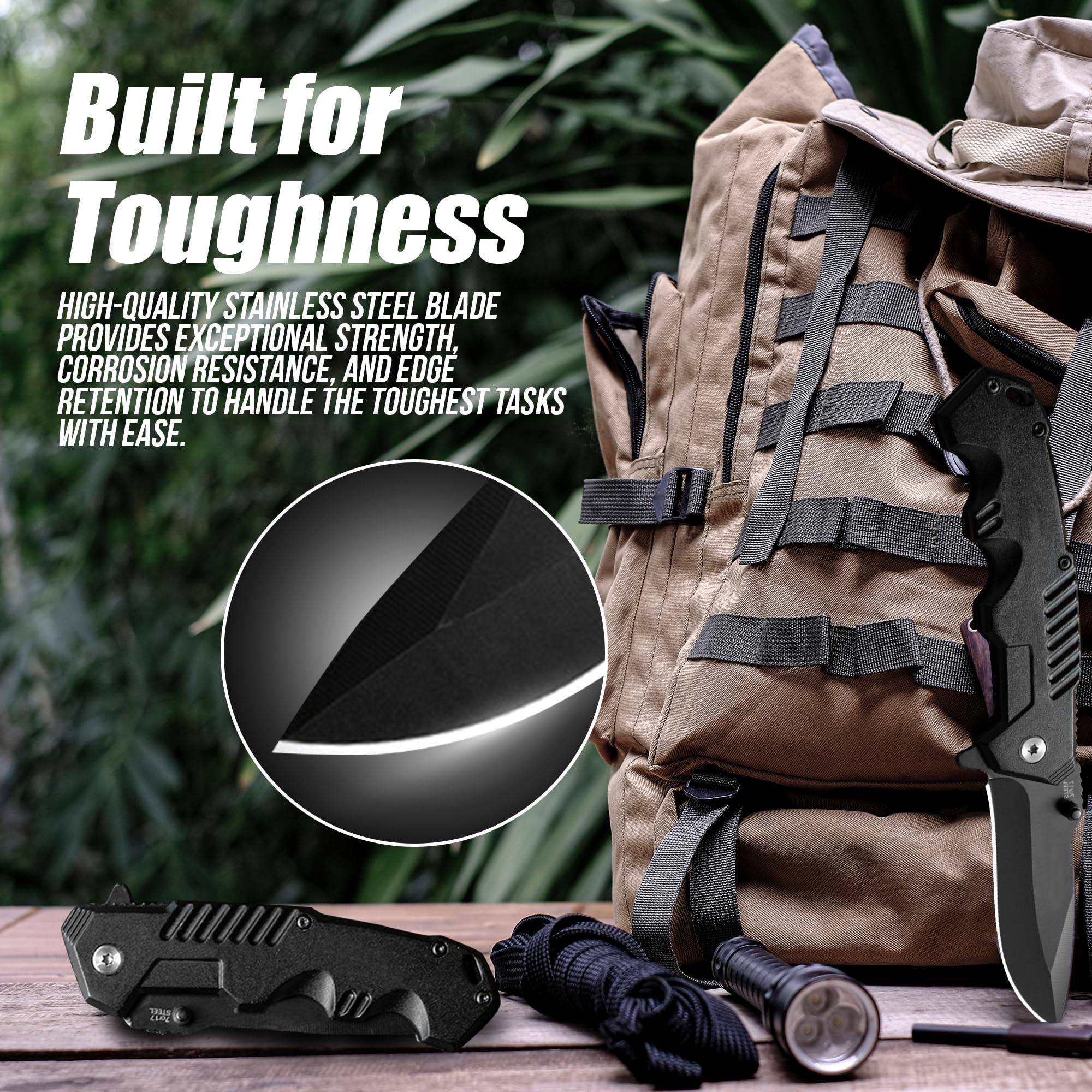 AOSILEY Pocket Folding Knife with Stainless Steel Point Lock Blade Knives and Lightweight Lockback Multi-Tool for Camping, Outdoor, Hunting，Survival and EDC - Image 5