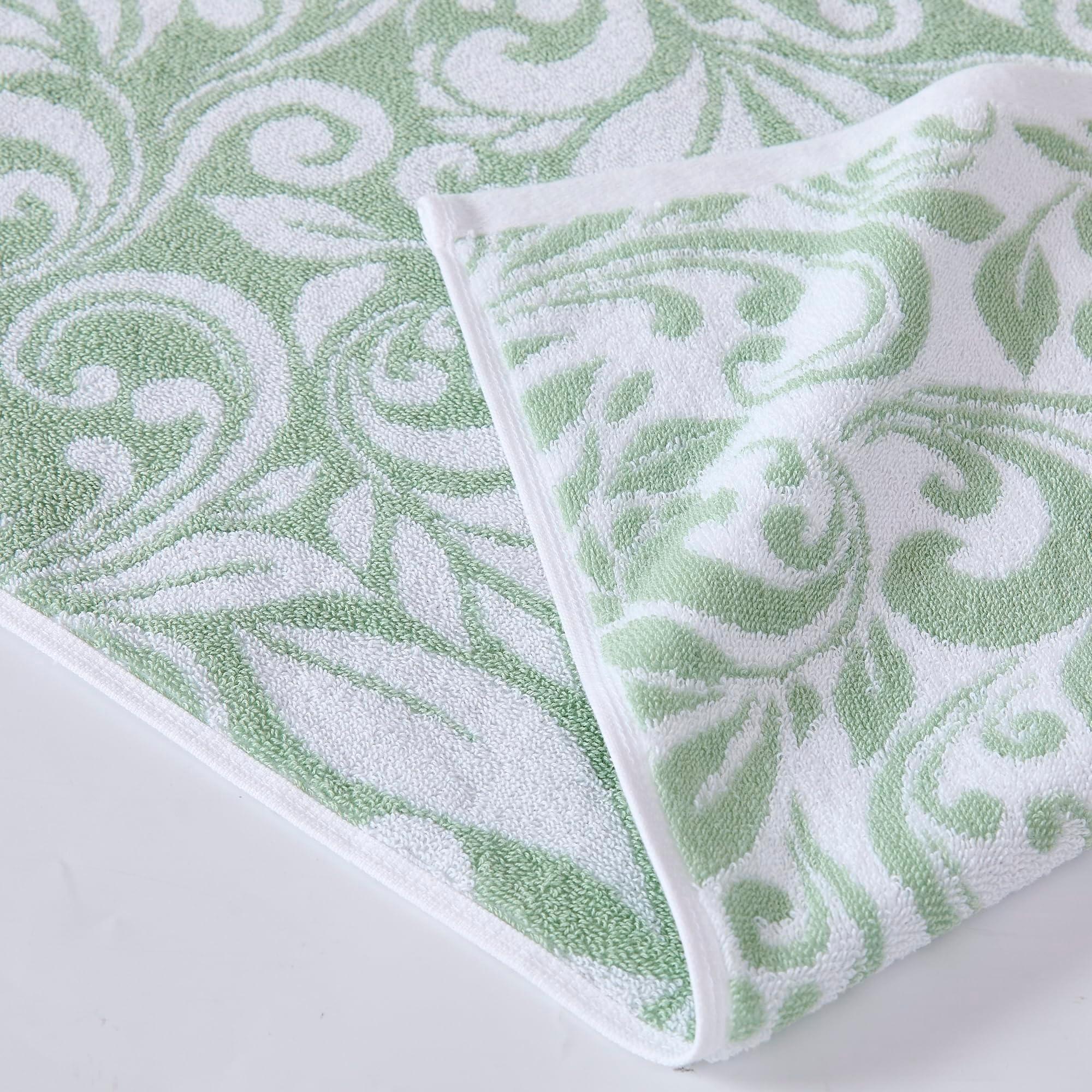 Modern Threads Trefoil Filigree 6-Piece 100% Cotton Towel Set – Reversible Yarn Dyed Jacquard – Includes 2 Bath Towels, 2 Hand Towels, 2 Washcloths – Absorbent, Quick Dry, Soft & Durable – Sage Green - Image 3