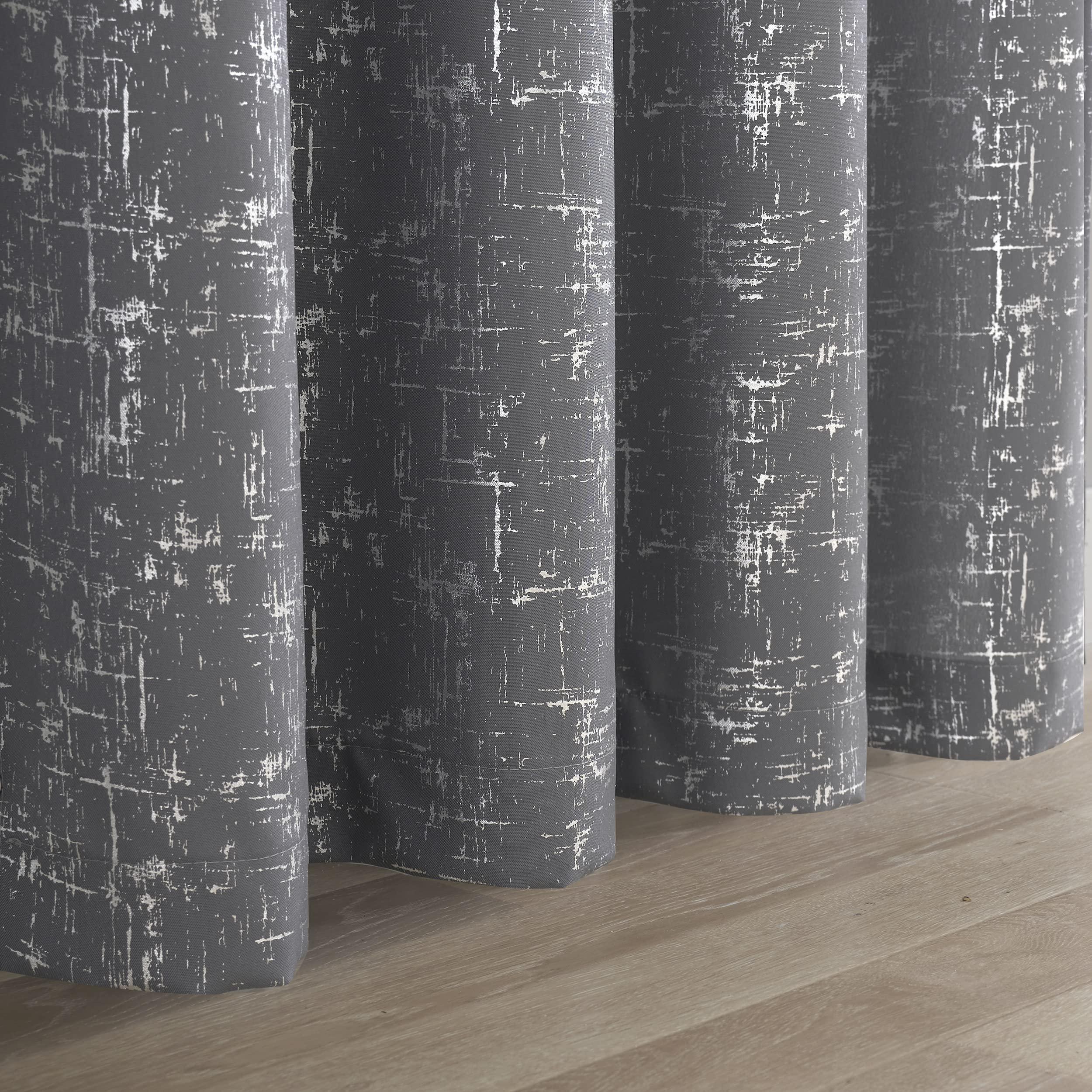 Taisier Home Soft Grey & Silver Geometric Dots Curtains 108" - Extra Long Light Filtering Drapes, Set of 2 Silver Foil Print Linen Textured Panels for Living Room Bedroom - Image 3