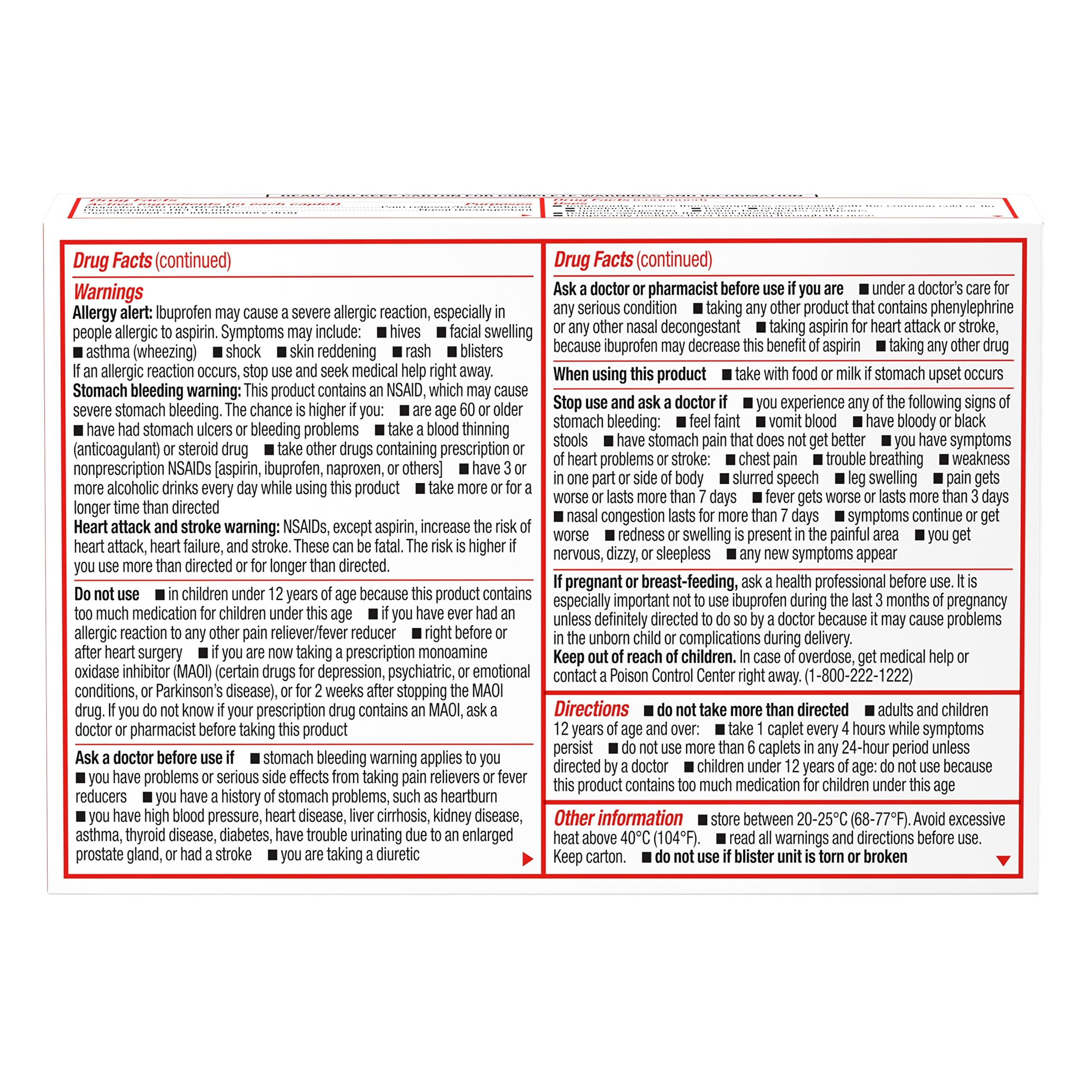 Sudafed PE Head Congestion + Pain Relief Caplets Ibuprofen Phenylephrine HCl, 20 Count (Pack of 2) - Image 8