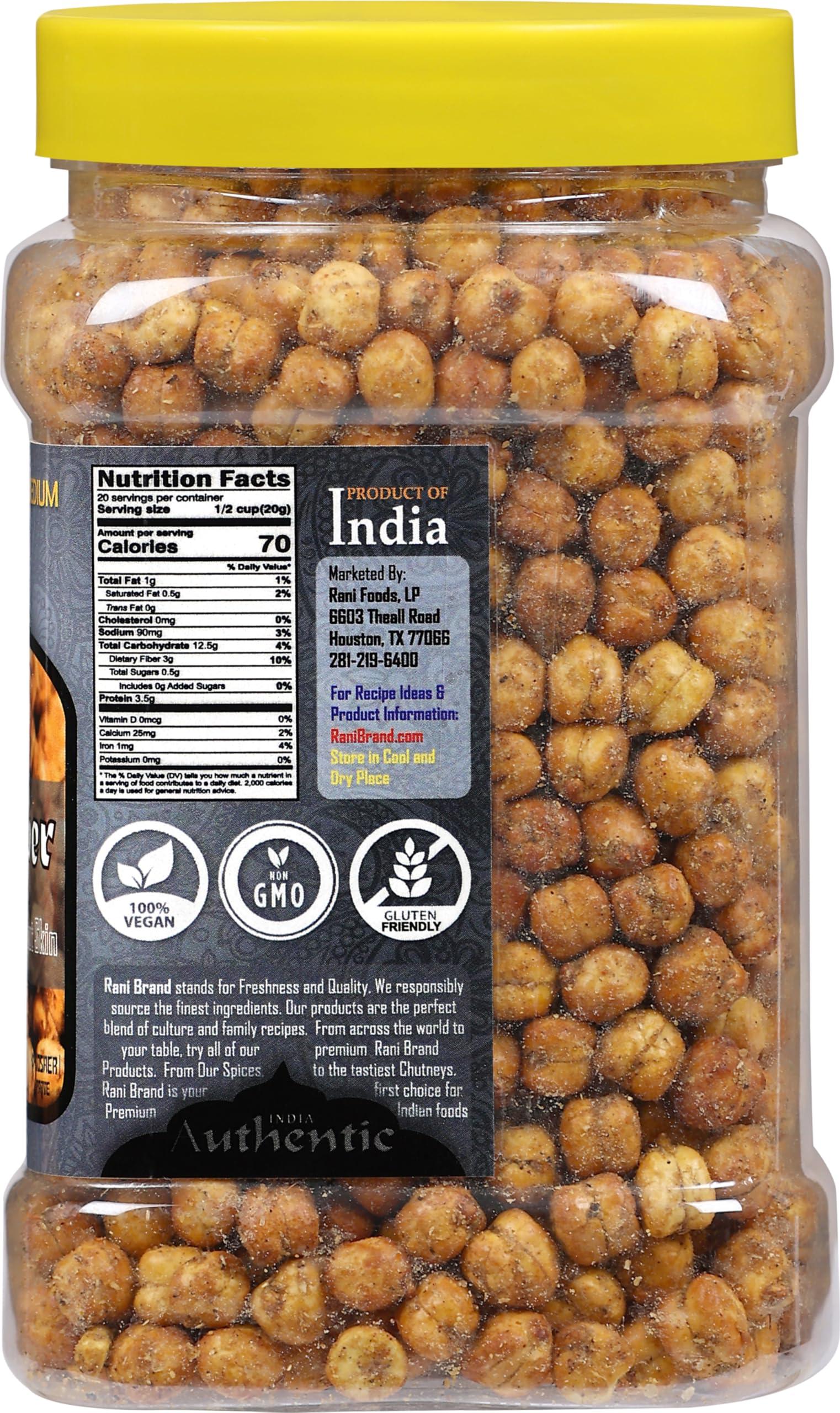 Rani Roasted Chana (Chickpeas) Black Pepper Flavor 14oz (400g) PET Jar ~ All Natural | Vegan | No Preservatives | Gluten Friendly | Kosher | Indian Origin | Great Snack, Ready to Eat | Seasoned with 5 Spices - Image 3