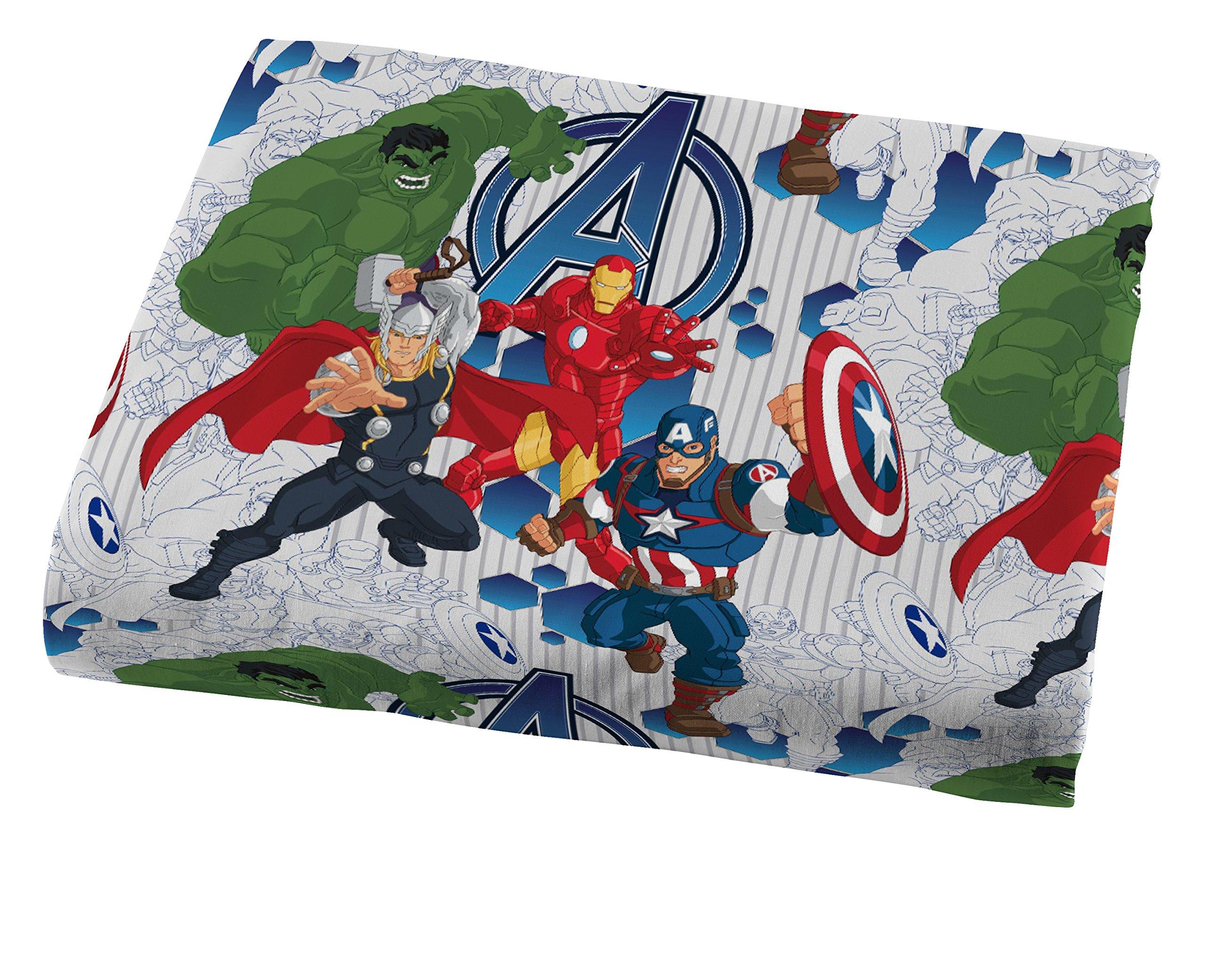 Marvel Avengers Blue Circle 5 Piece Full Bed Set - Includes Reversible Comforter & Sheet Set - Bedding Features Captain America & Iron Man - Fade Resistant Microfiber (Official Marvel Product) - Image 11
