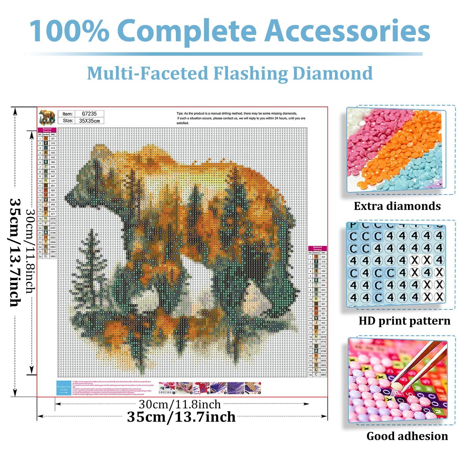 hkejoi Bear Diamond Art Kits for Adults, Bear Diamond Painting Kits for Adults Beginners, DIY Diamond Art Kits, Animal Gem Art for Gift Home Decoration 14’’W x 14''L - Image 3