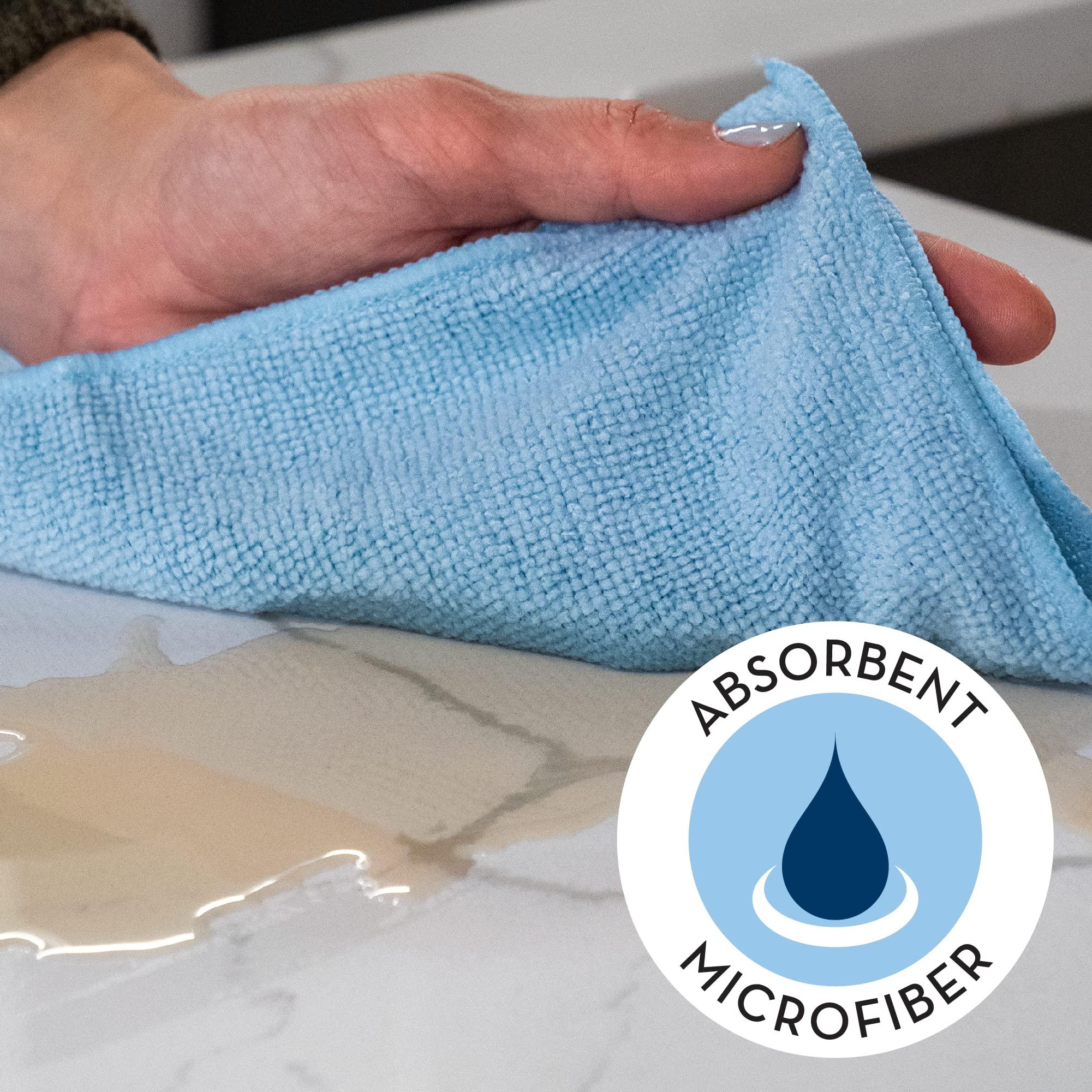 S&T INC. 100 Pack Microfiber Cleaning Cloth, Bulk Towels for Home, Reusable Microfiber Towels for Cars, Cleaning Rags, Light Blue, 11.5 Inches x 11.5 Inches, 100 Count - Image 3