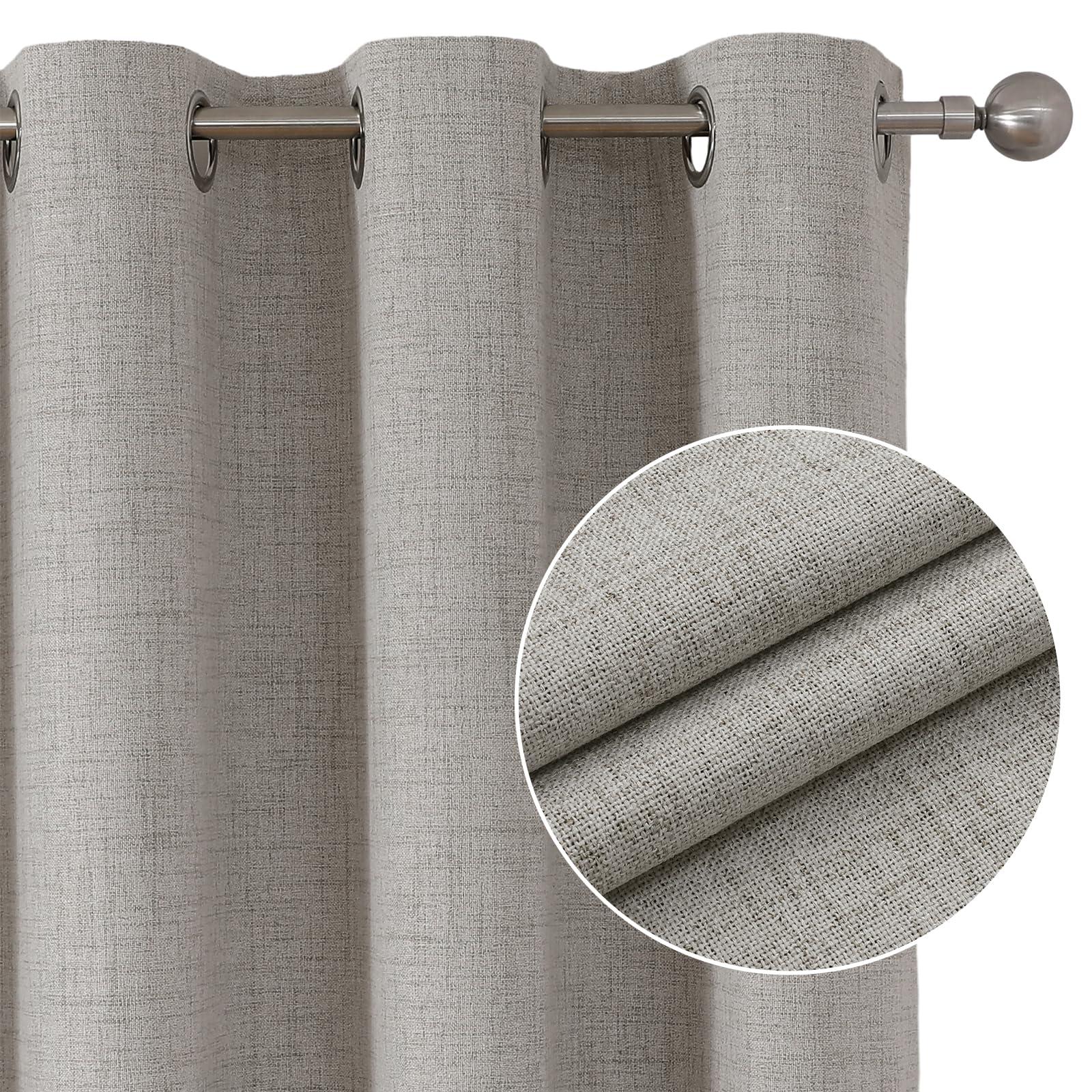 Joydeco 100% Blackout Curtains 63 Inch Length, Living Room Curtains 2 Panels Set, Room Darkening Curtains w/Grommets, Textured Thermal Drapes, Greyish White Blackout Curtains for Bedroom (42x63inch) - Image 2