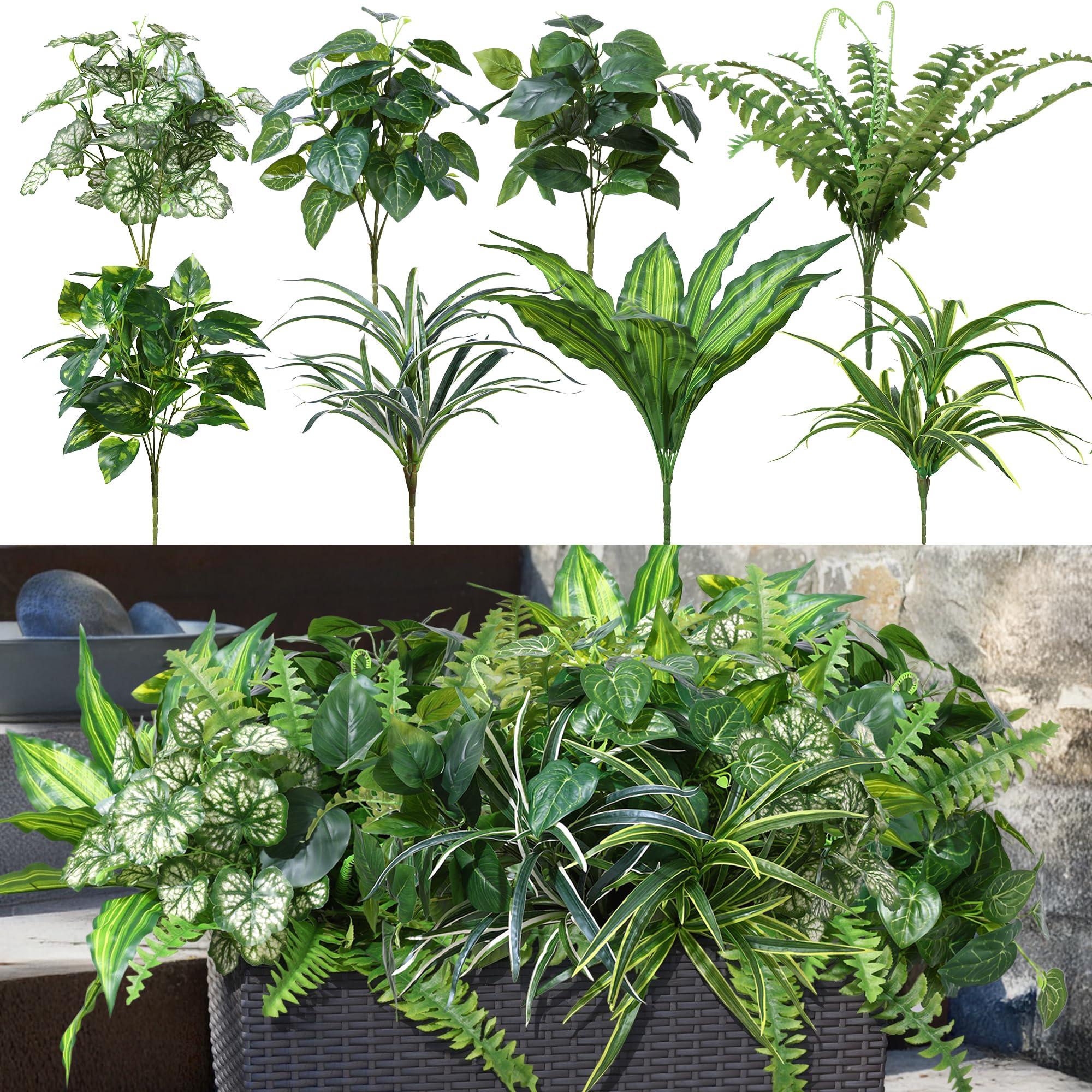 Starttag Artificial 8 Large Bunches Greenery Plants Fake Plastic Leaves with Stems UV Resistant Outside Faux Plants Bushes for Outdoor Patio Garden Front Porch Yard Decor - Image 6