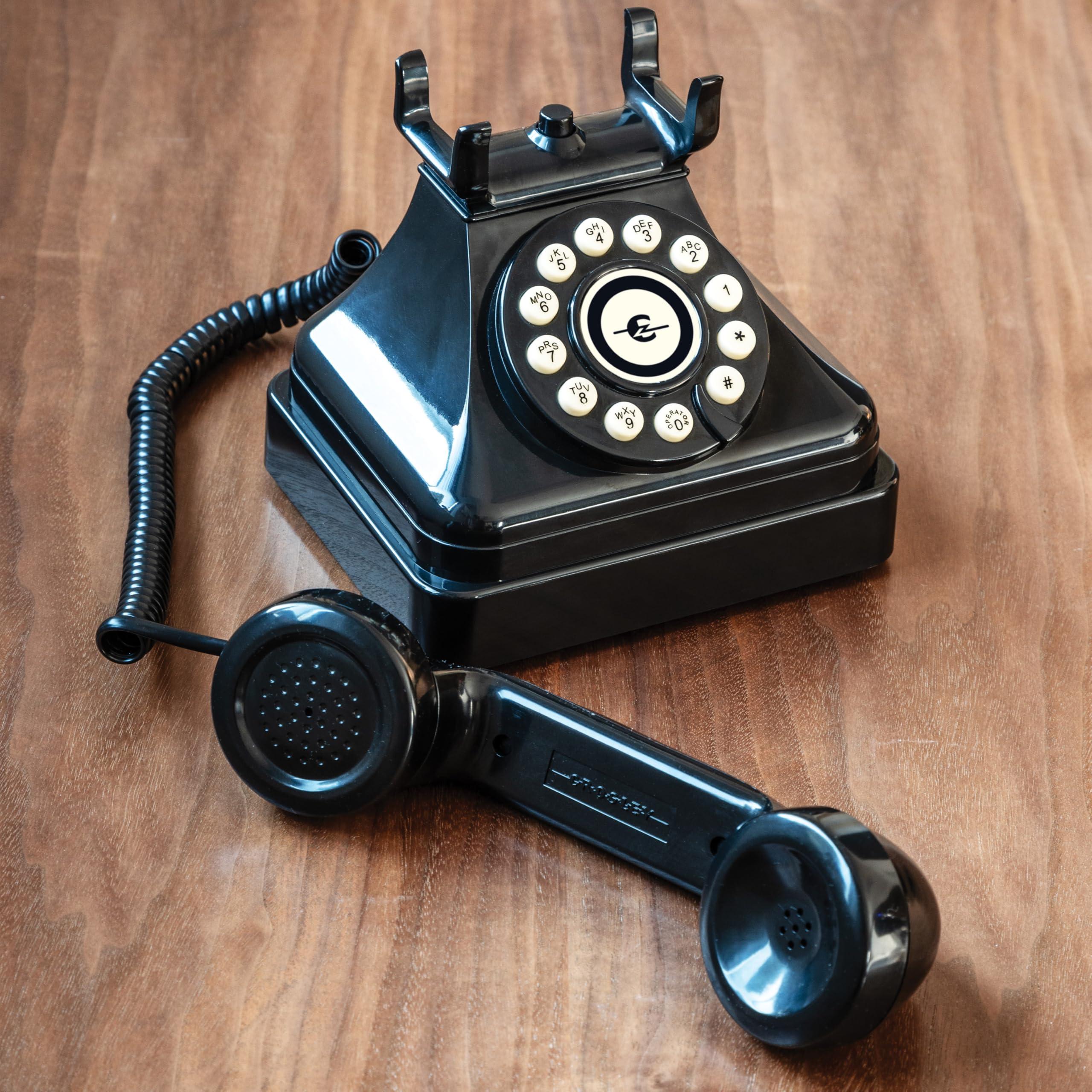 Crosley CR62-BK Kettle Classic Corded Desk Phone - Landline for Home with Retro Rotary Style, Black - Image 4