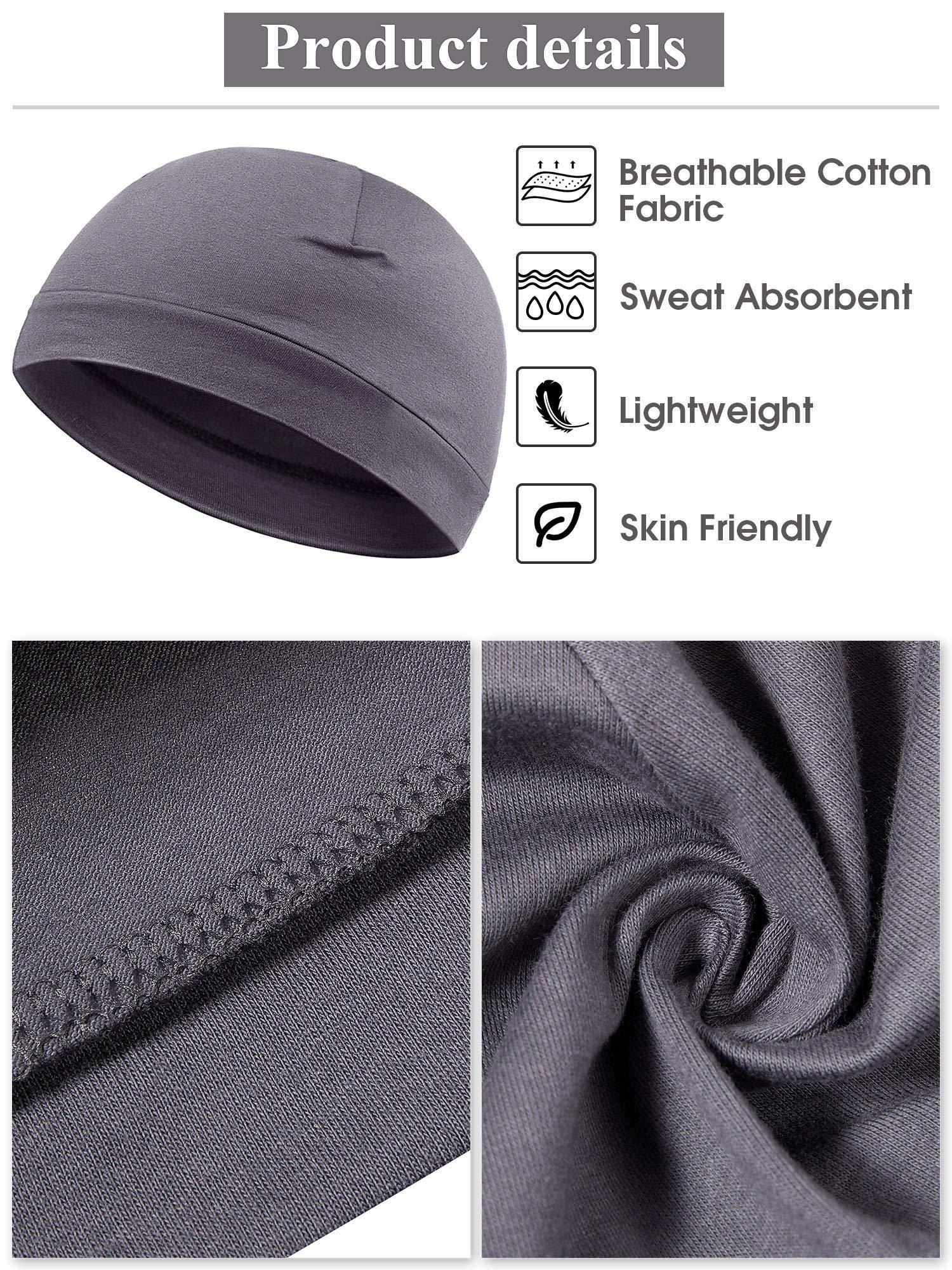 Syhood 6 Pieces Men Skull Caps Cotton Beanies Sleep Hats Multifunctional Helmet Liner Cap for Men and Women - Image 2