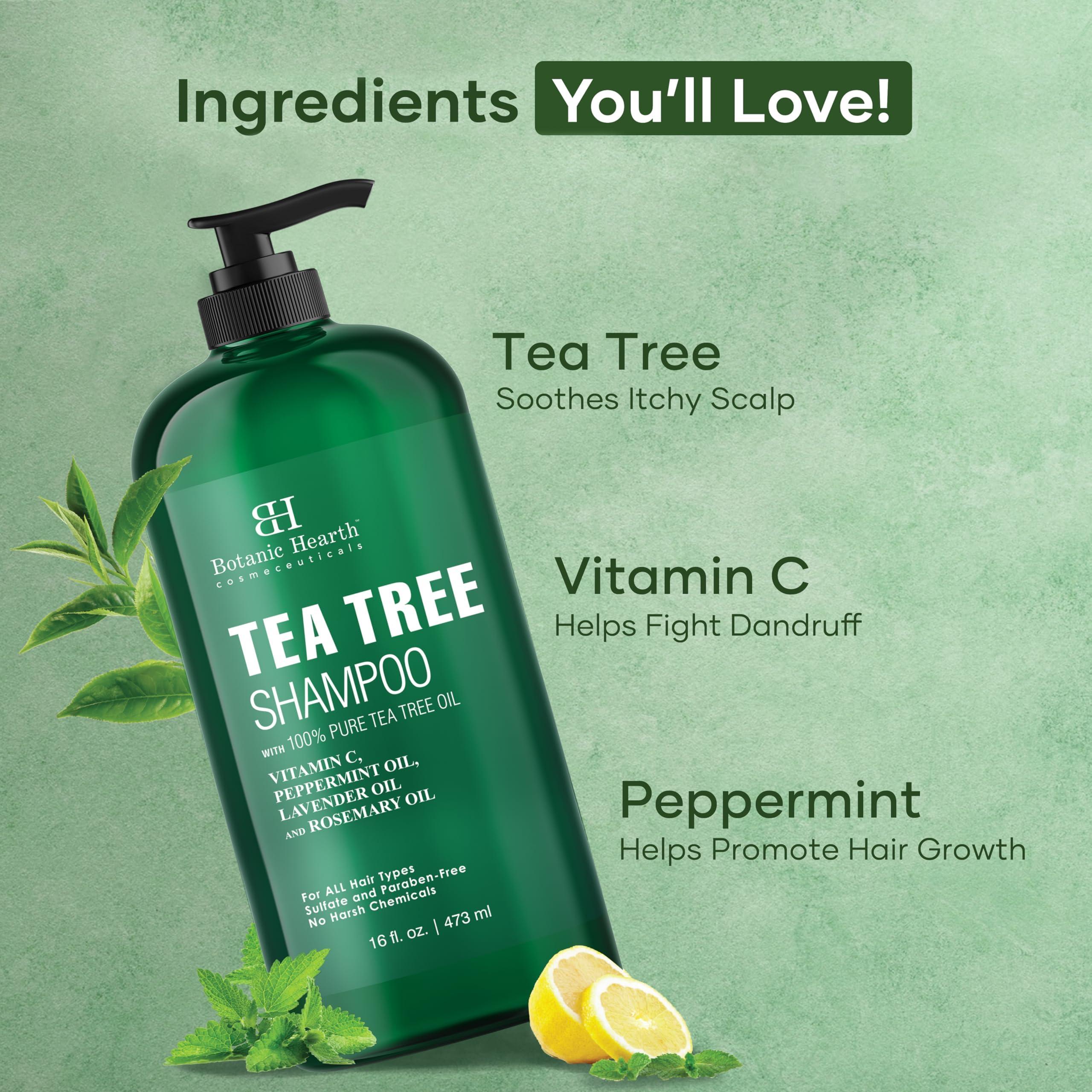 Botanic Hearth Tea Tree Shampoo, Vitamin C, Peppermint, Lavender and Rosemary Oil, Fights Dandruff and Dry Scalp, 16 fl oz - Image 5