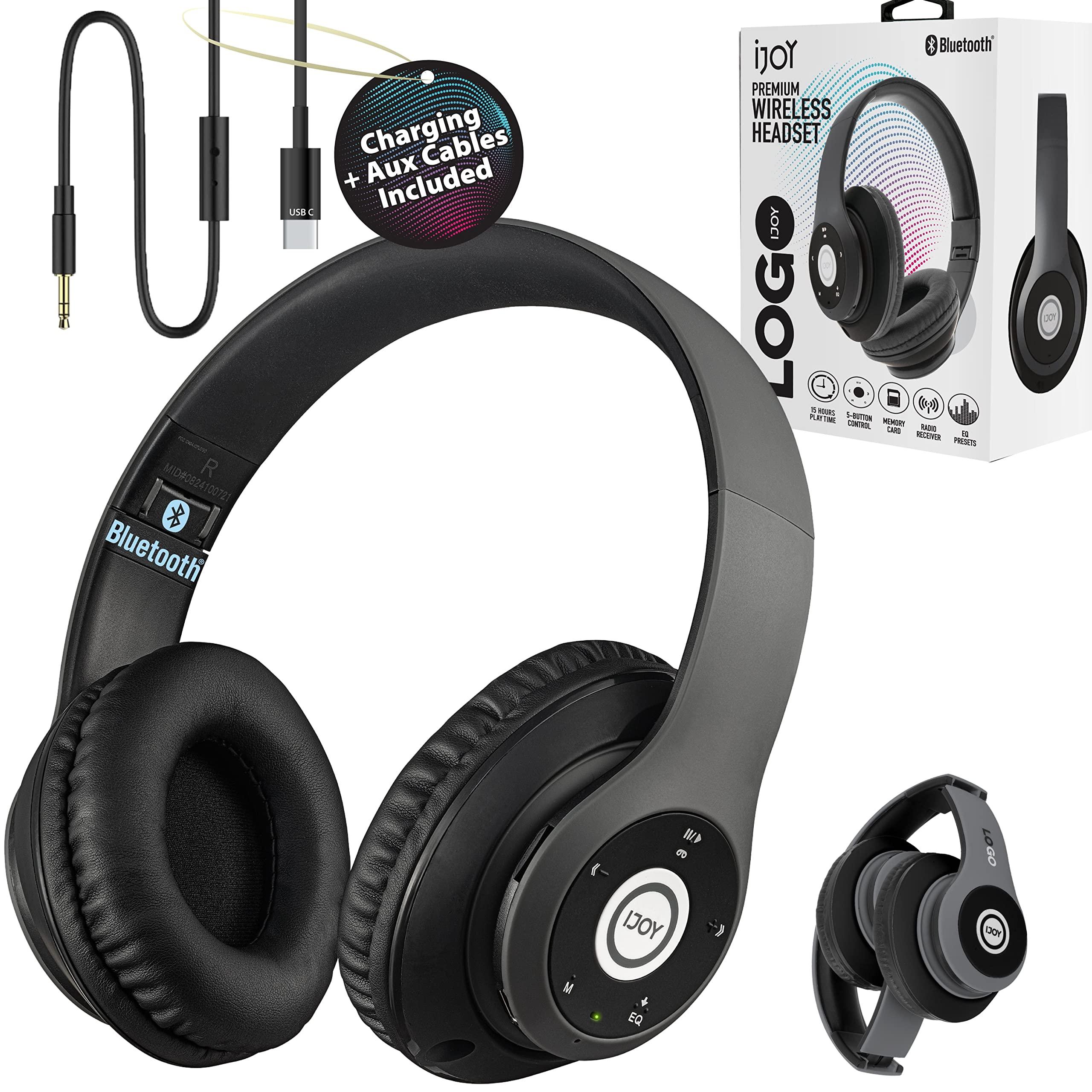iJoy Bluetooth Headphones Over Ear, Wireless and Wired Foldable Headset Built-in Microphone - (Stealth) Adults Kids Men Women - Audifonos Auriculares Inalambricos - Image 9