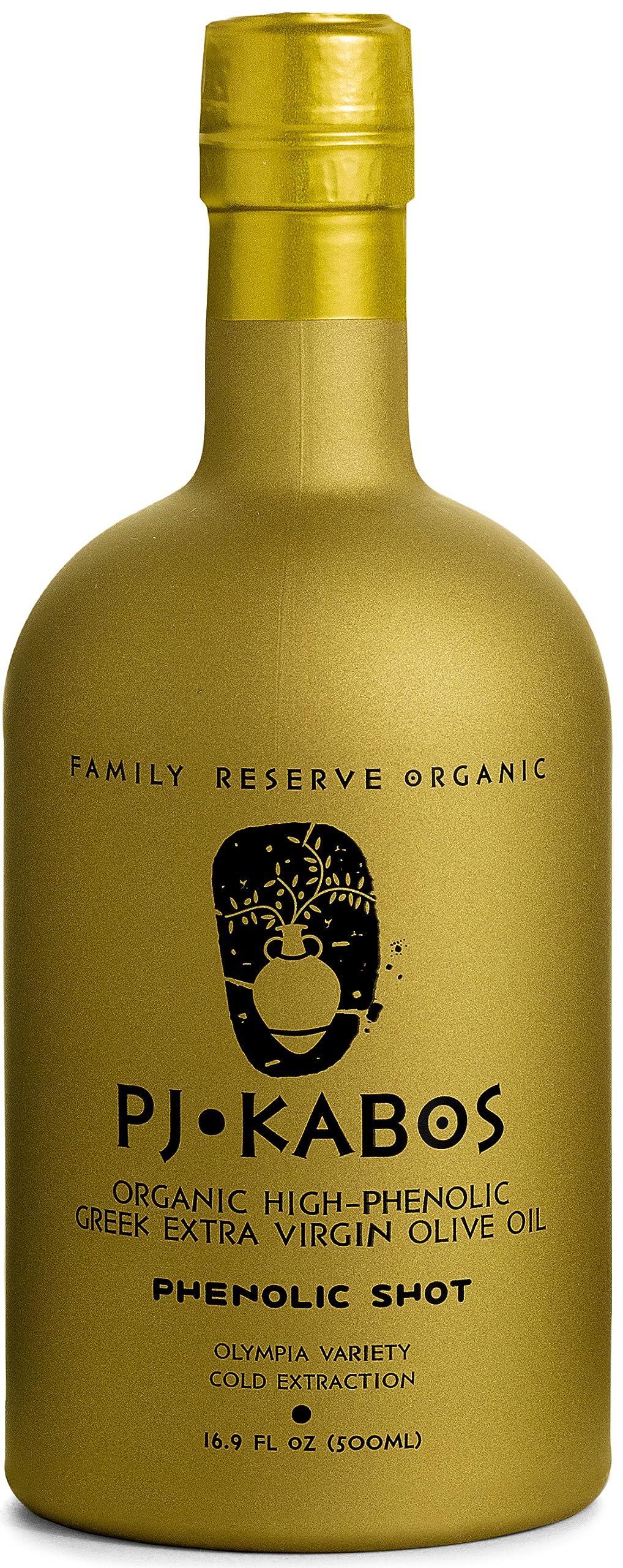 P.J. KABOS 2024/25 Harvest, Extremely High Phenolic (1000+ mg/kg), USDA Organic Greek Extra Virgin Olive Oil, Kosher, Greece, Cold Extracted, 16.9oz Bottle, PJ KABOS “Family Reserve Organic - Phenolic Shot”