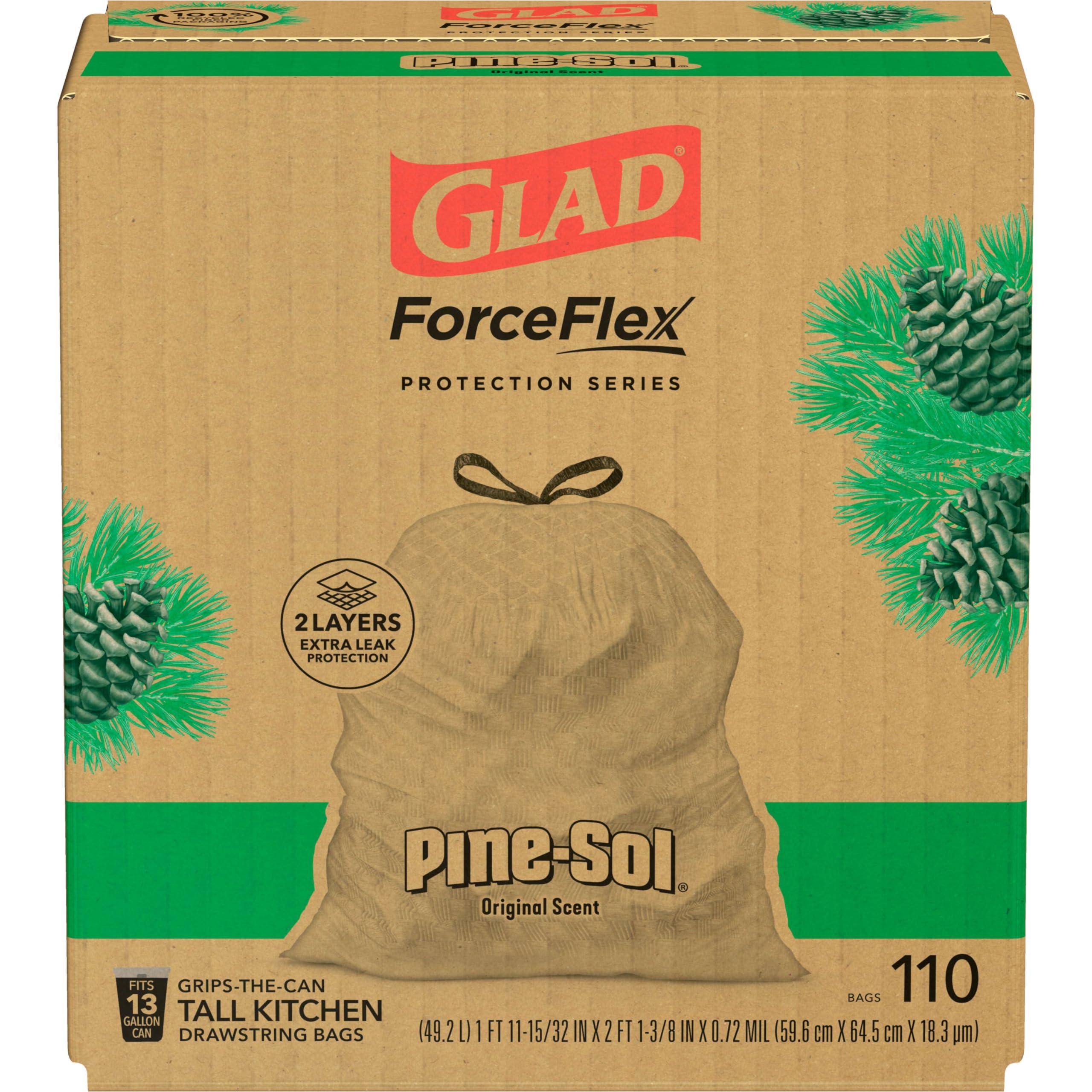 Glad ForceFlex Tall Kitchen Trash Bags, 13 Gal, Pine-Sol Original Scent, 110 Ct, Pack May Vary - Image 8