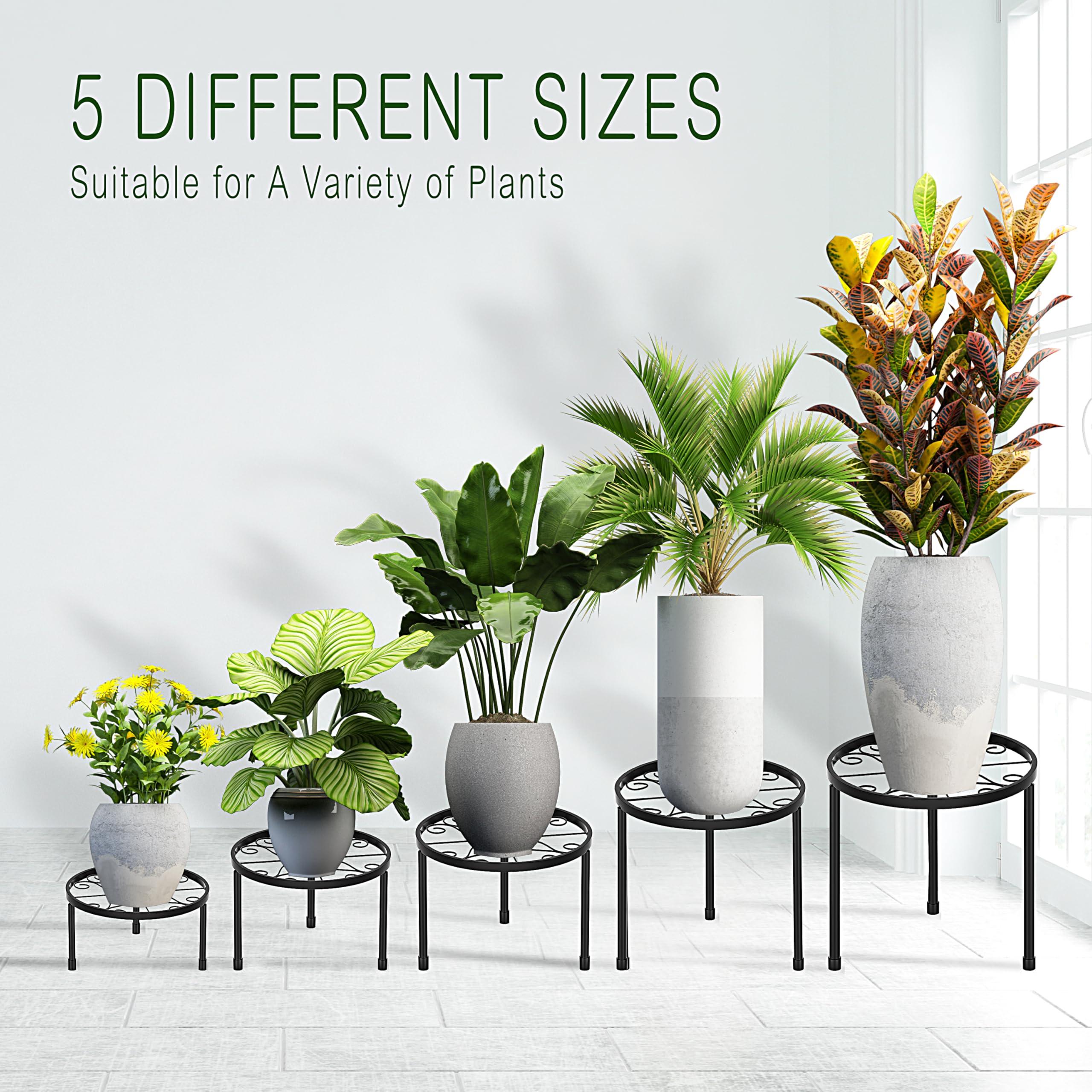 CADANI 5-Pack Metal Plant Stands for Outdoor Indoor, Anti-Rust Iron Flower Pot Stand, Heavy Duty Plant Pot Shelf for Multiple Plant, Decoration Racks for Home, Patio & Garden - Image 3